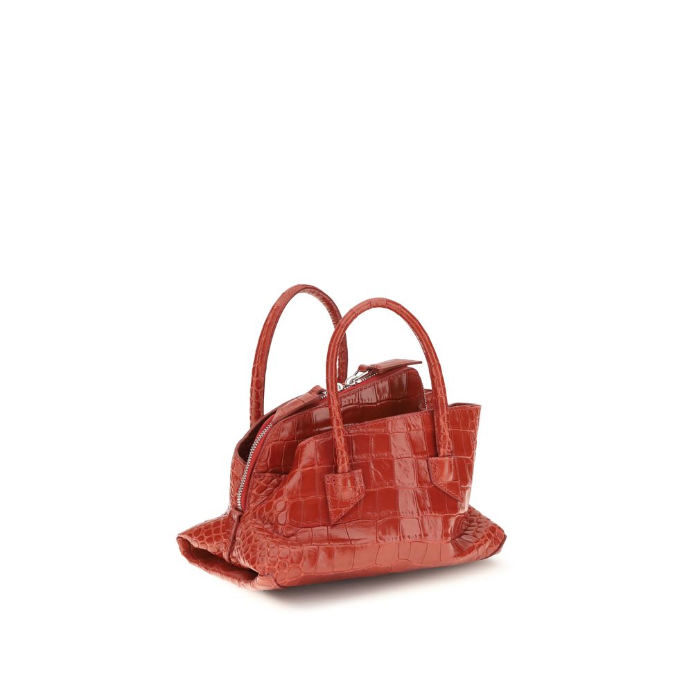 The Attico La Passeggiata Mini Top Handle - Red Croc-Print Leather