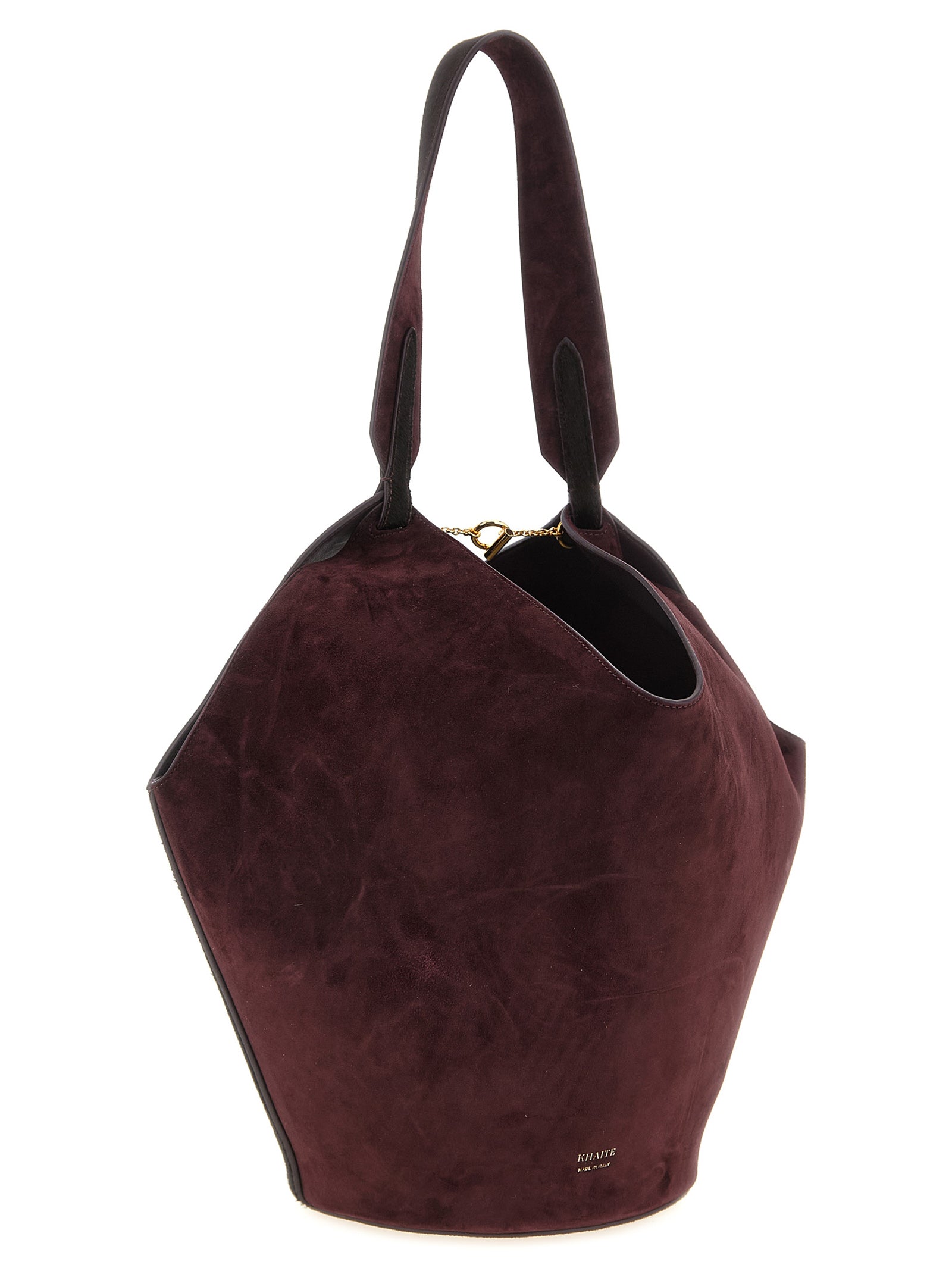 Khaite Small Lotus Tote - Rouge Noir Suede and Haircalf