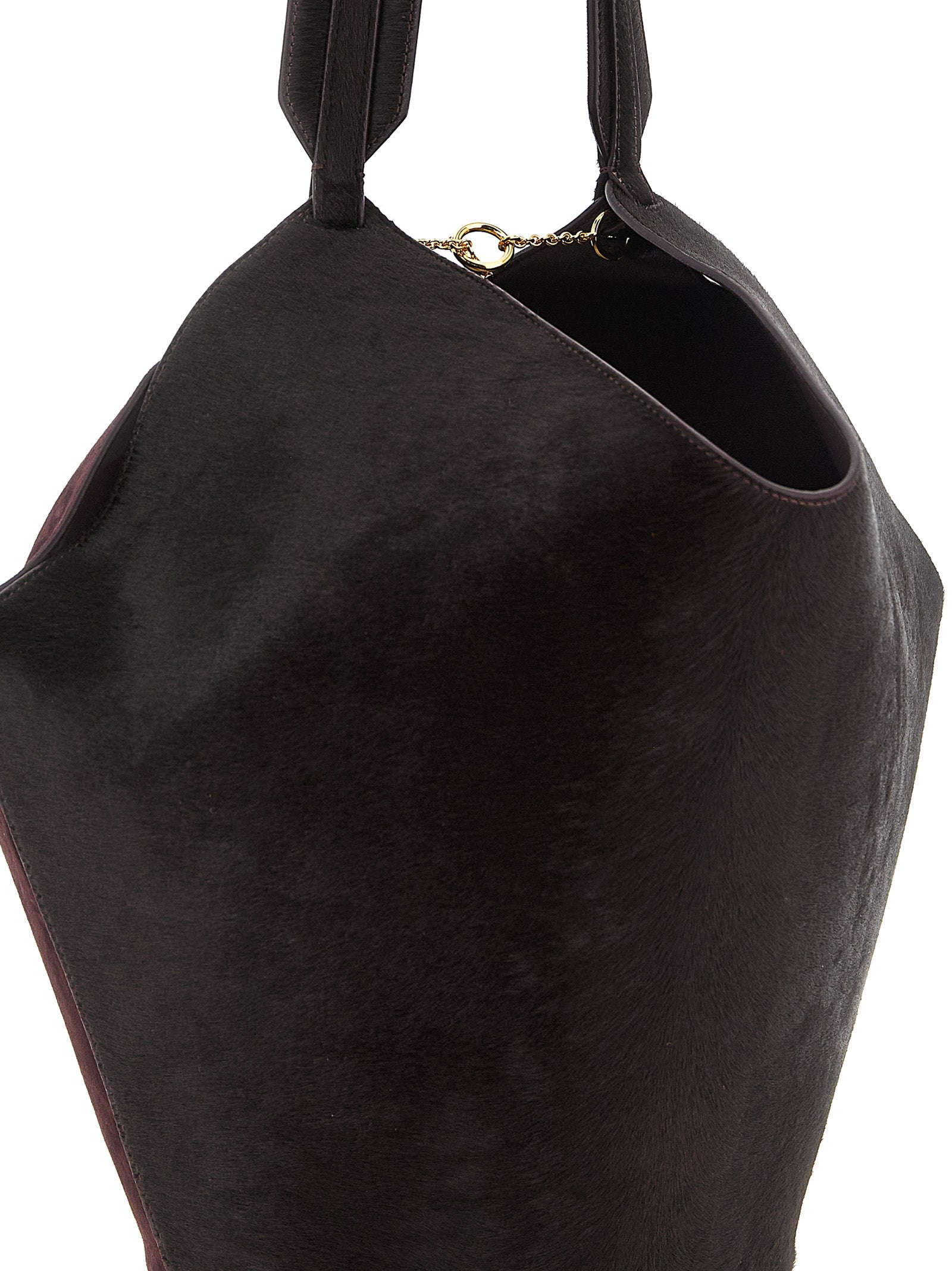 Khaite Small Lotus Tote - Rouge Noir Suede and Haircalf