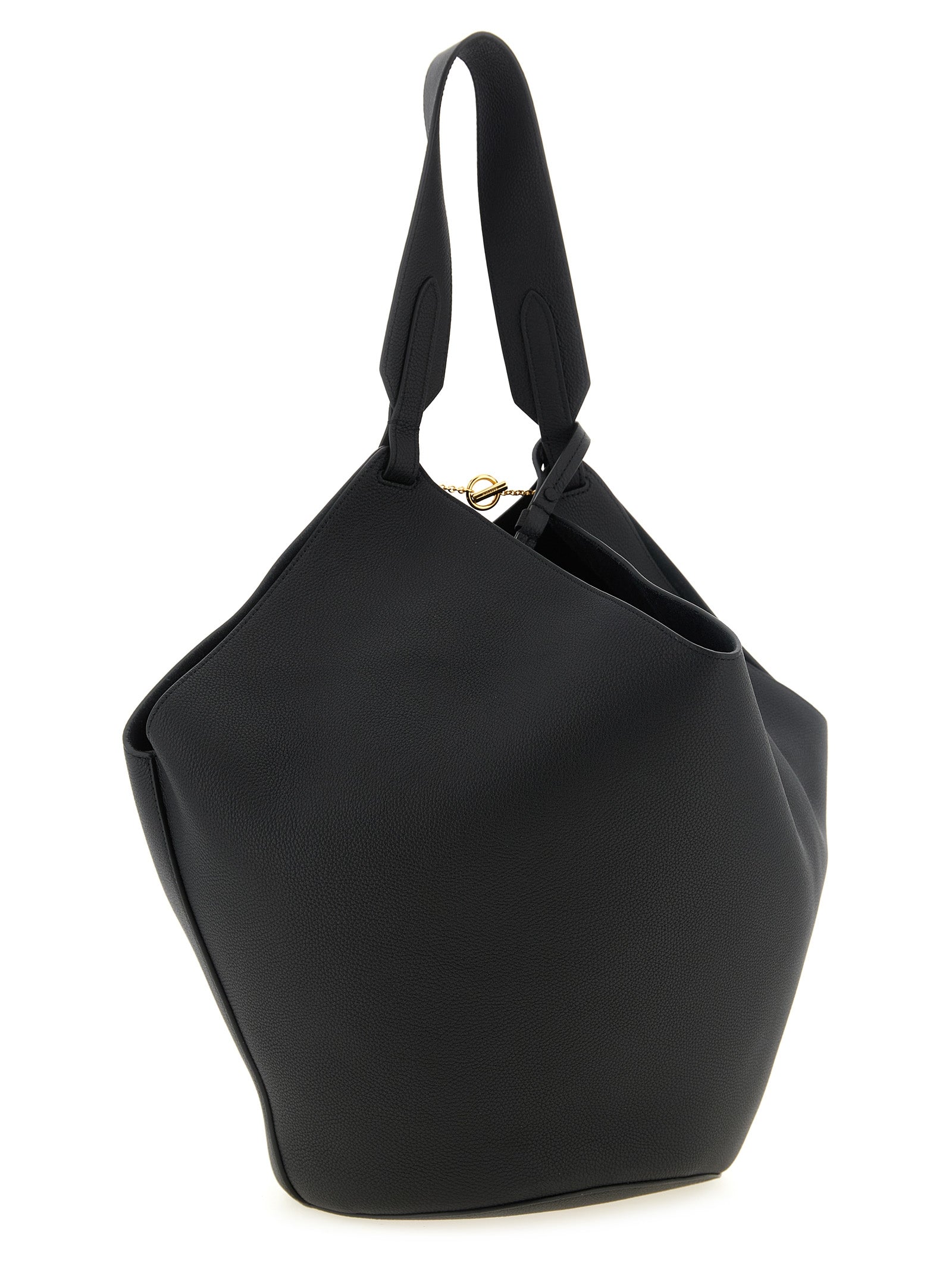 Khaite Medium Lotus Tote - Black Pebbled Leather
