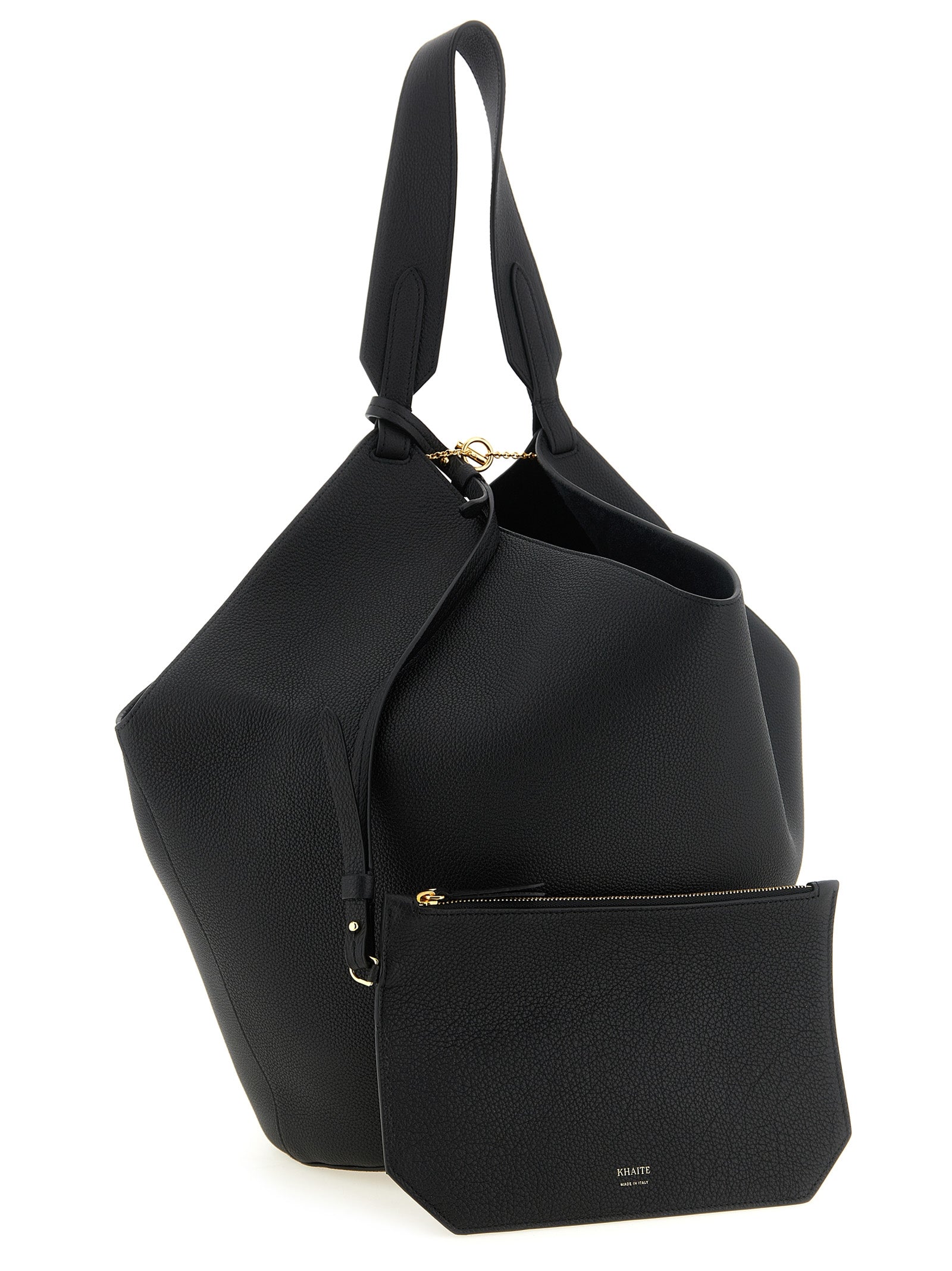 Khaite Medium Lotus Tote - Black Pebbled Leather
