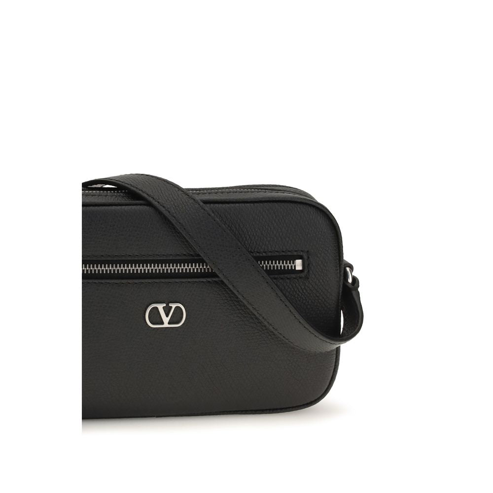 Valentino Garavani VLogo Signature Crossbody Bag - Black Grained Leather