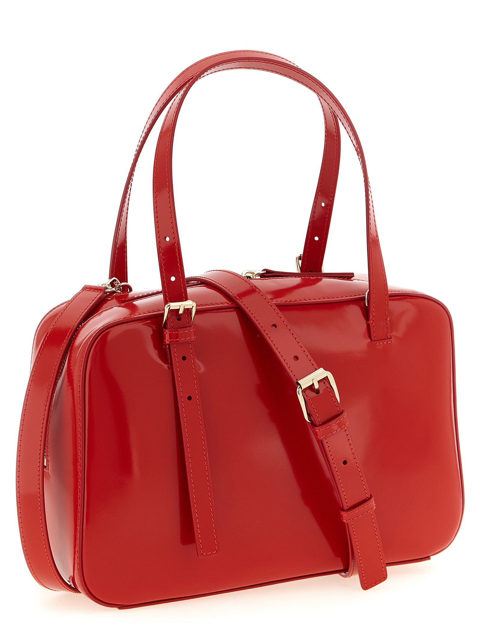 A.P.C. Virginie Horizontal Box Bag in Glazed Leather - Bright Red