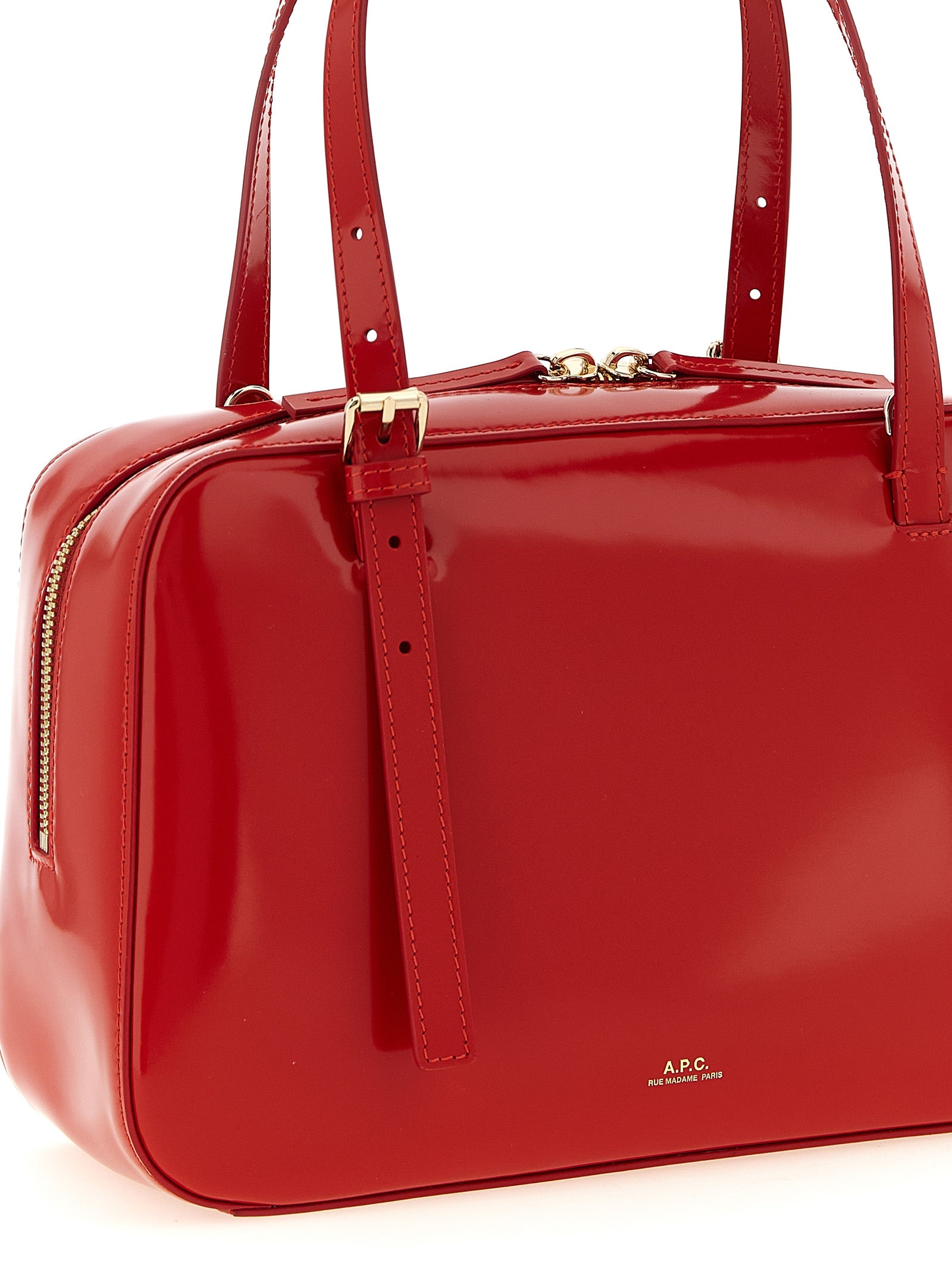 A.P.C. Virginie Horizontal Box Bag in Glazed Leather - Bright Red