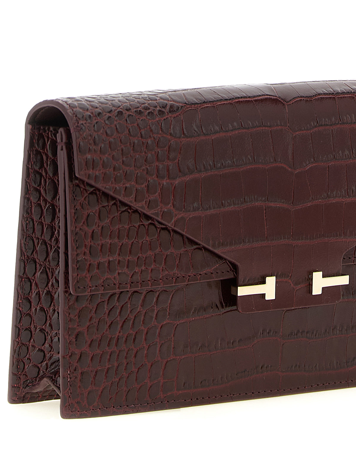 Tom Ford Aube Mini Shoulder Bag - Ruby Red Crocodile-Effect Leather