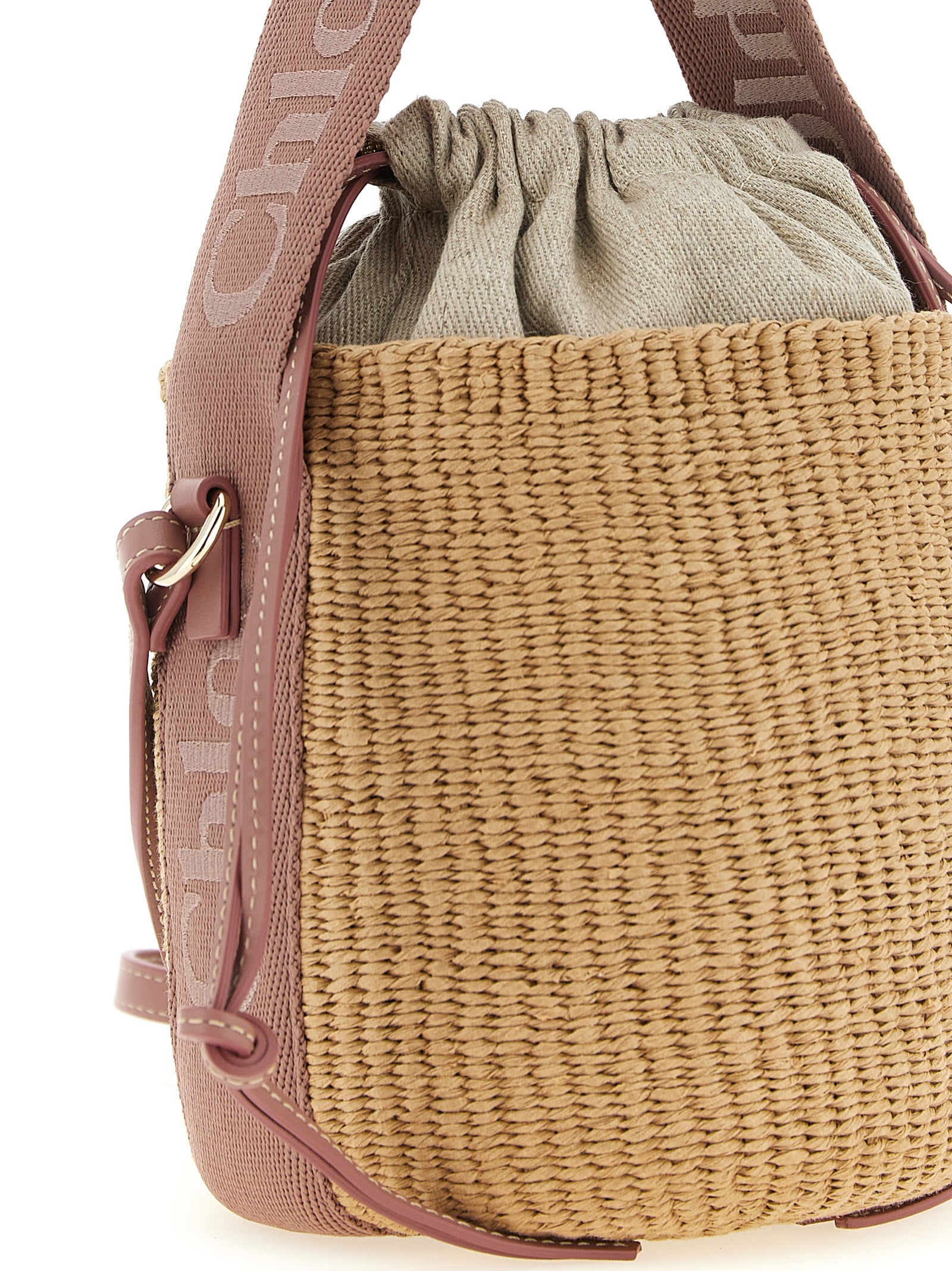 Chloé Woody Small Basket in Natural Fibers - Nougat