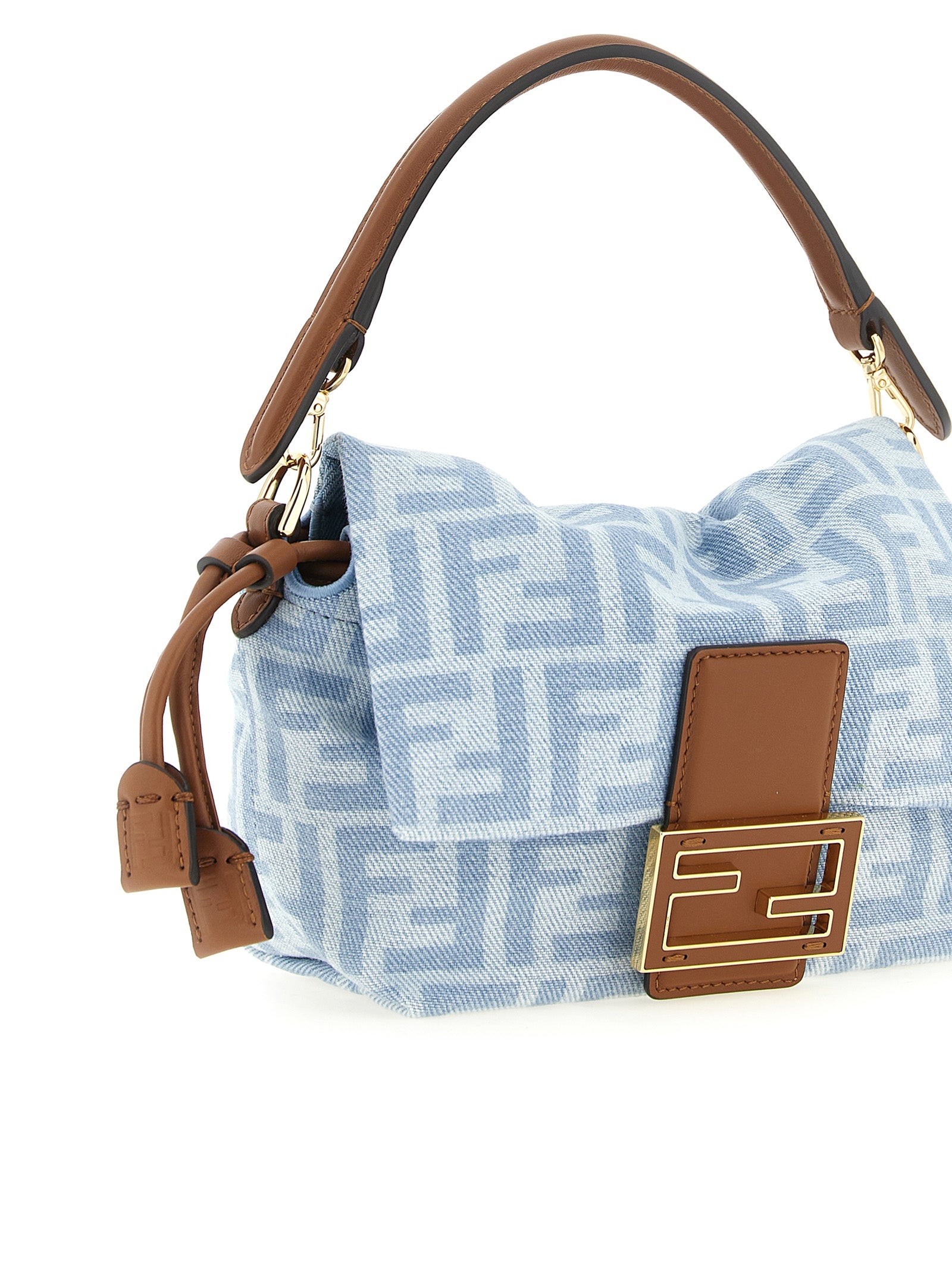 Fendi Baguette® Soft Small - Light Blue FF Denim Mini-Bag