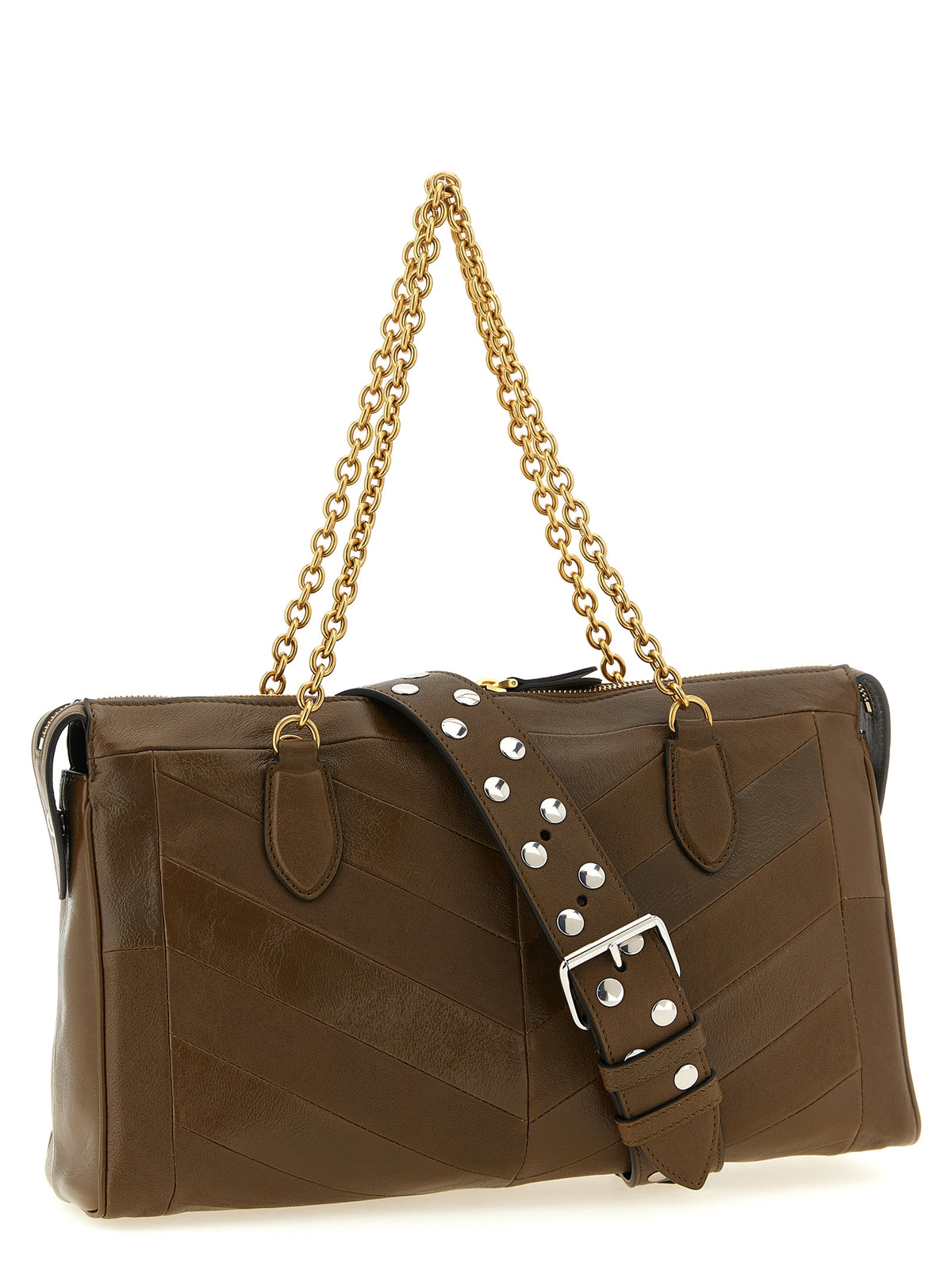 Valentino Garavani Panthea Medium Shoulder Bag Chevron Pattern - Tundra Nappa Leather