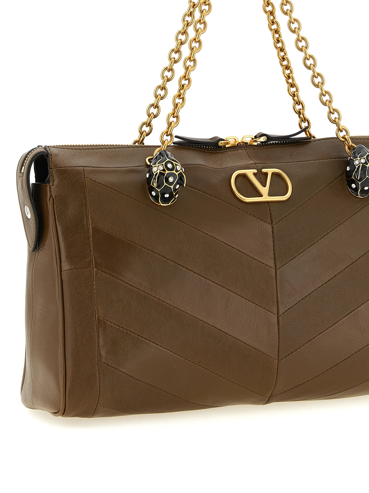 Valentino Garavani Panthea Medium Shoulder Bag Chevron Pattern - Tundra Nappa Leather