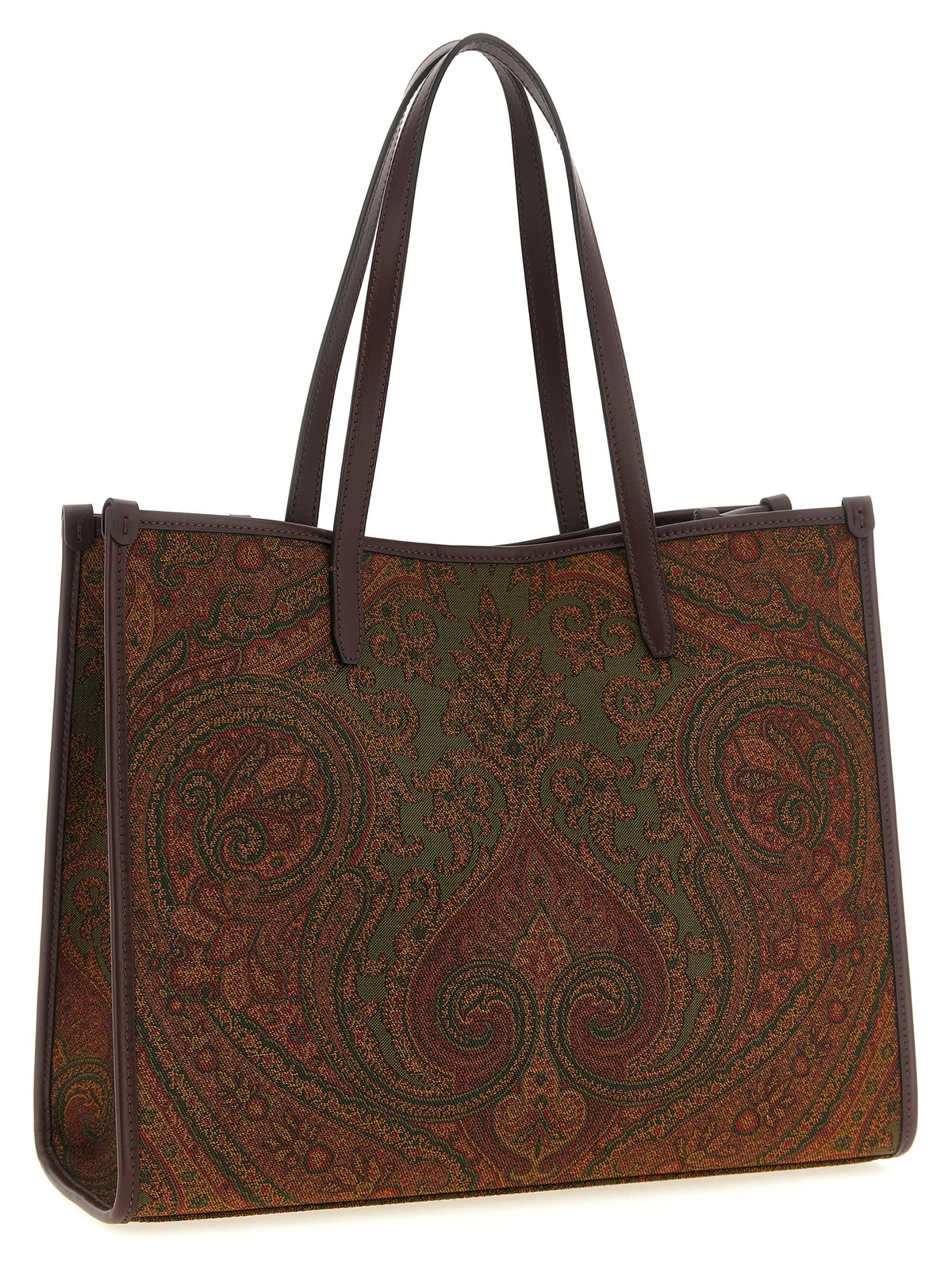 Etro Love Trotter Large Bag - Green Paisley Jacquard Fabric
