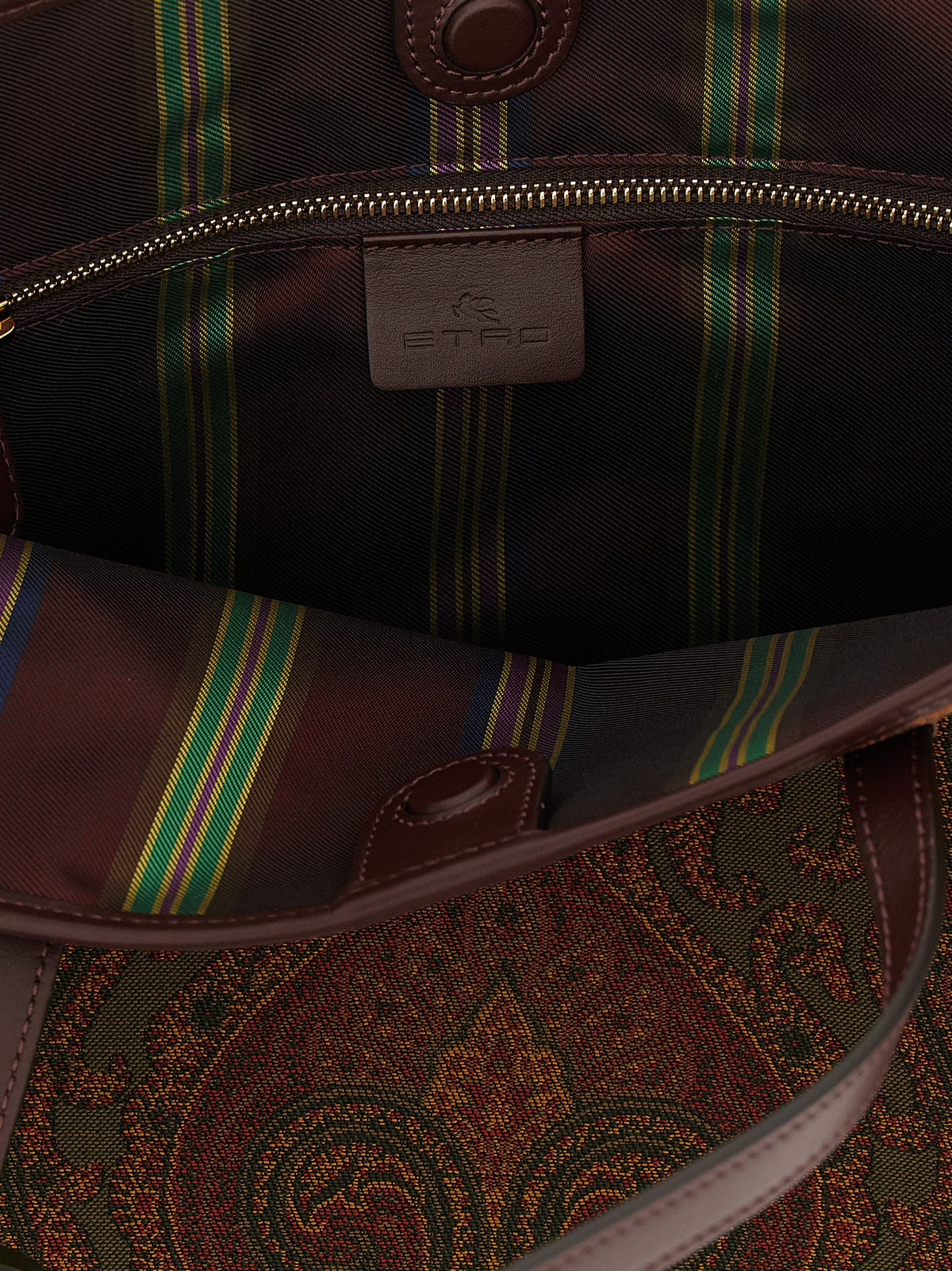 Etro Love Trotter Large Bag - Green Paisley Jacquard Fabric