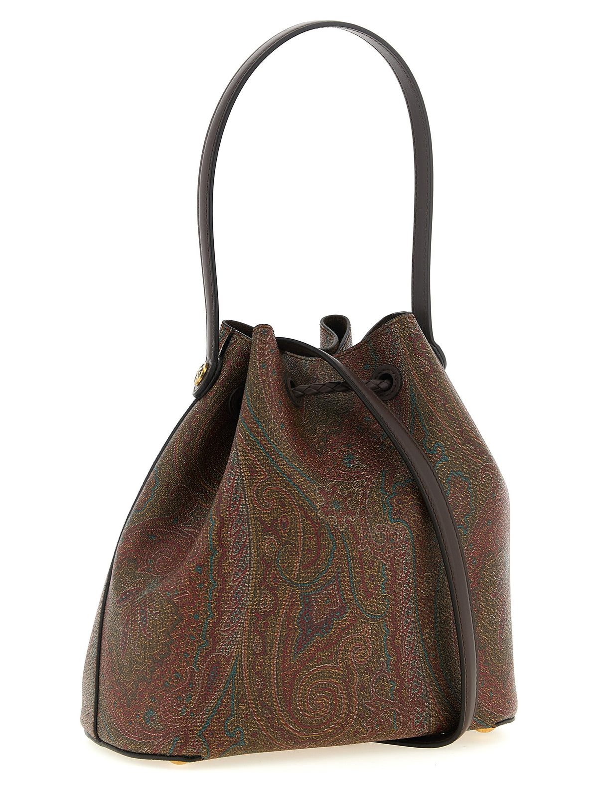 Etro Arnica Small Bucket Bag - Brown Paisley Jacquard Fabric