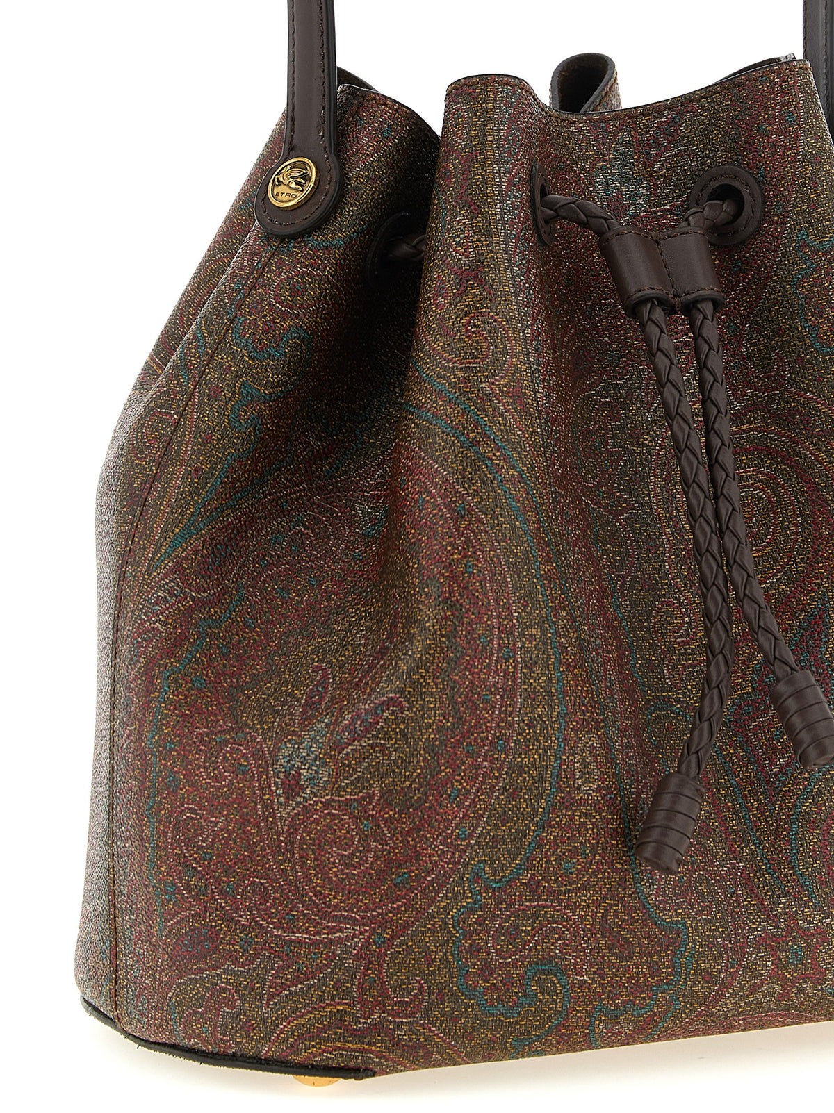 Etro Arnica Small Bucket Bag - Brown Paisley Jacquard Fabric
