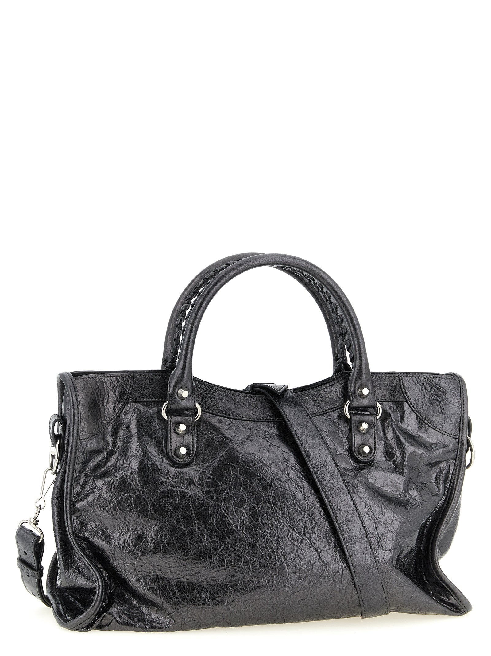 Balenciaga Le City Bag Medium - Steel Gray Arena Lambskin with Shiny Silver Hardware