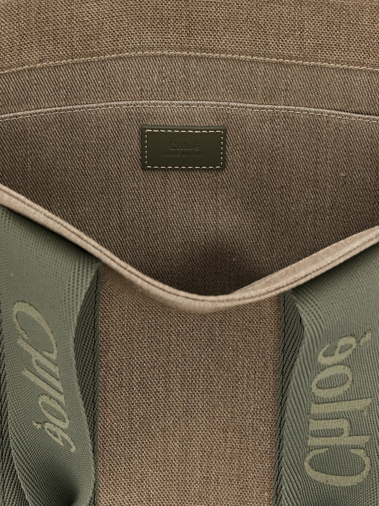 Chloé Woody Medium Tote Bag in Linen - Aloe Green