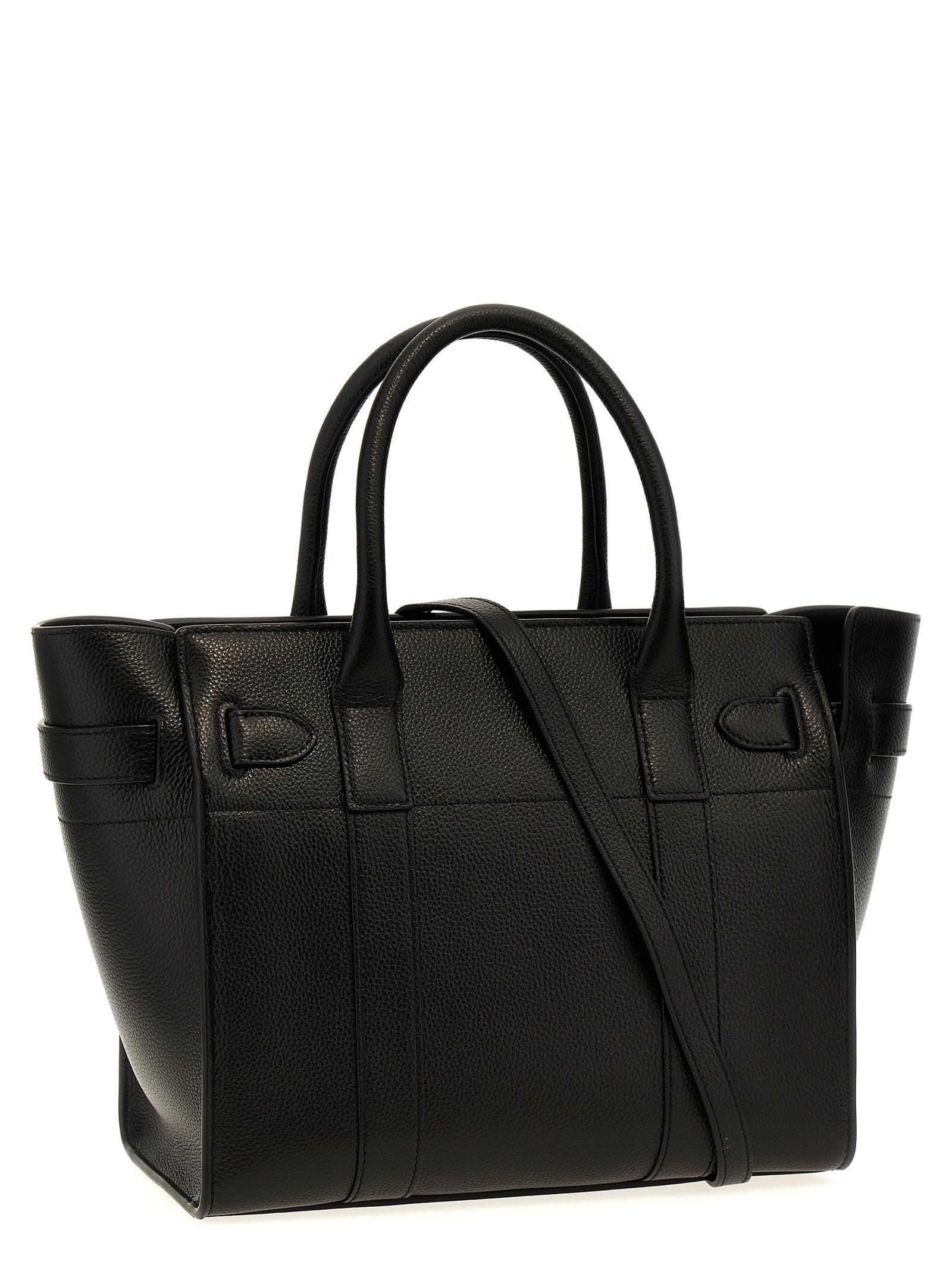 Mulberry Small Zipped Bayswater Tote Bag - Black Classic Grain