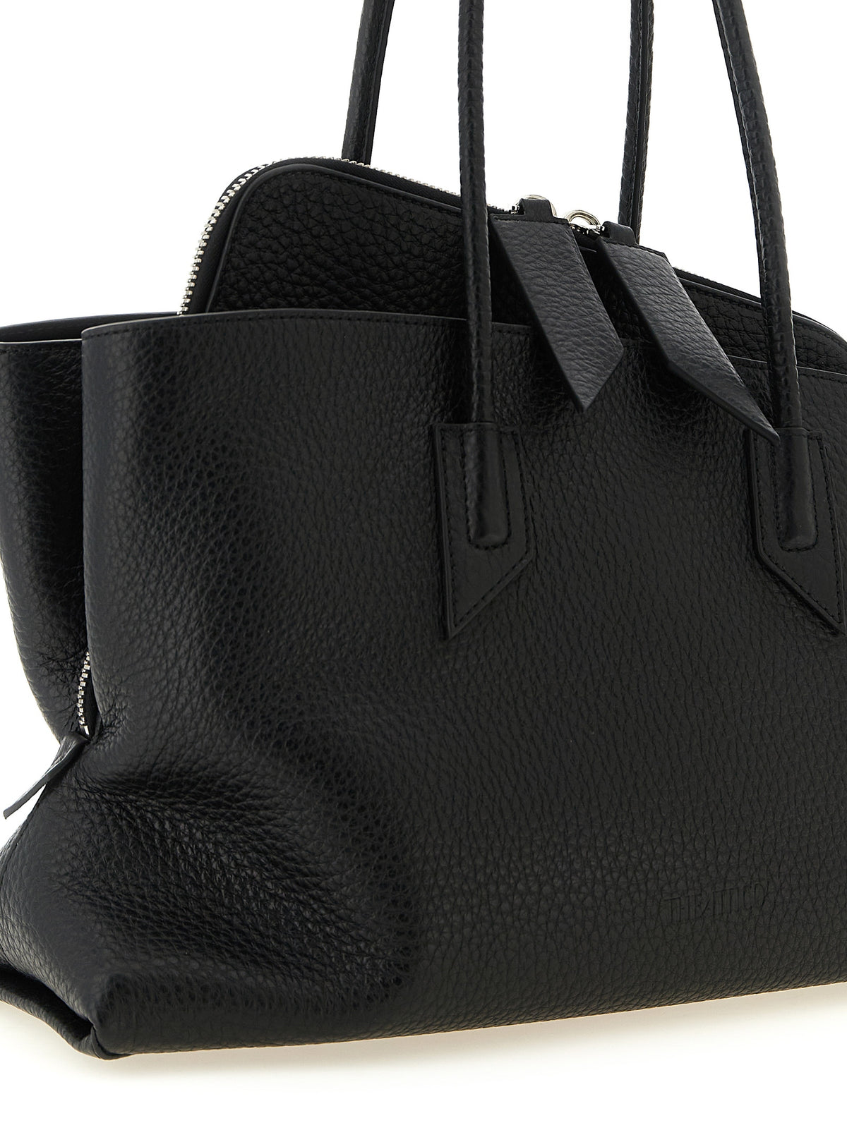 The Attico La Passeggiata Medium Top Handle - Black Grained Leather