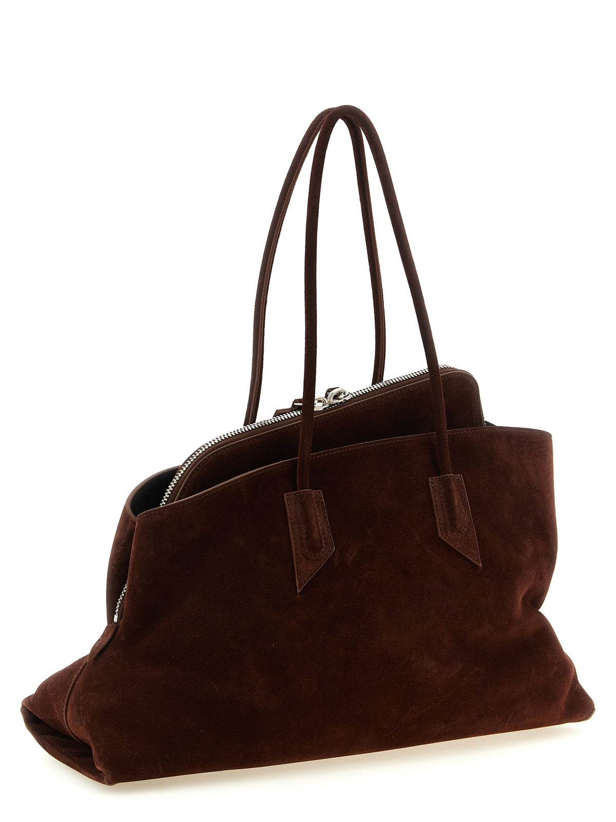 The Attico La Passeggiata Medium Top Handle - Chocolate Brown Suede