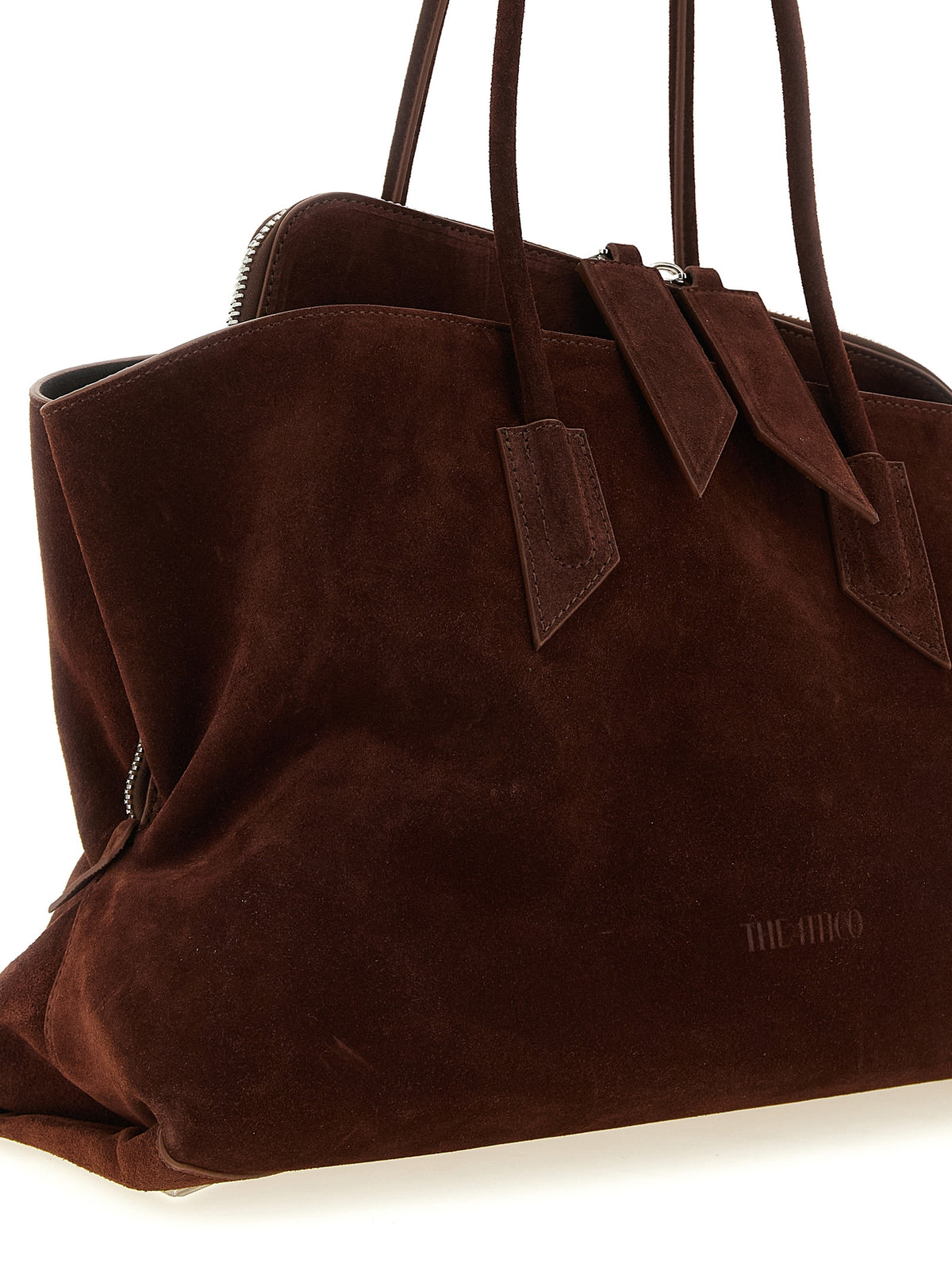 The Attico La Passeggiata Medium Top Handle - Chocolate Brown Suede