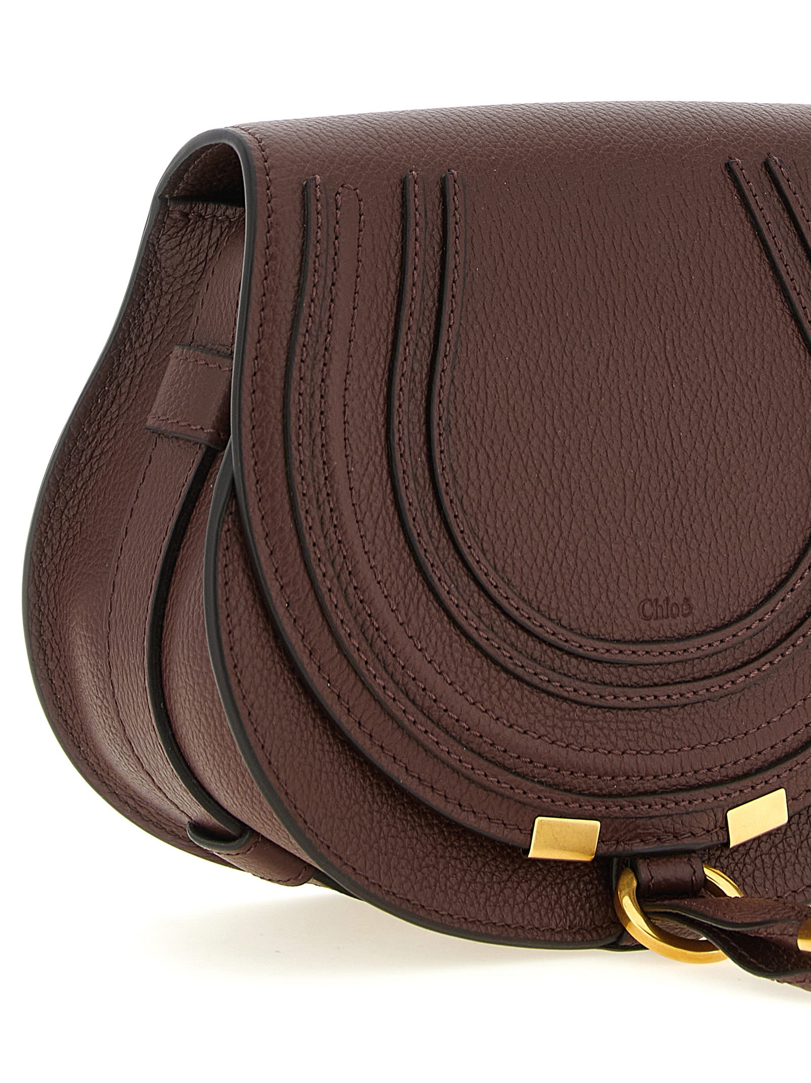 Chloé Marcie Small Saddle Bag - Crafty Brown Grained Leather