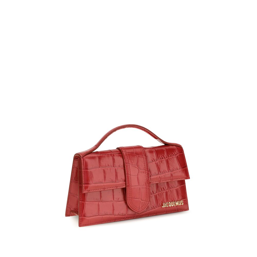 Jacquemus Le Grand Bambino - Red Crocodile-Embossed Leather