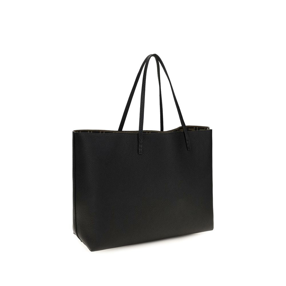 Fendi Roll Medium - Black Cuoio Romano Leather