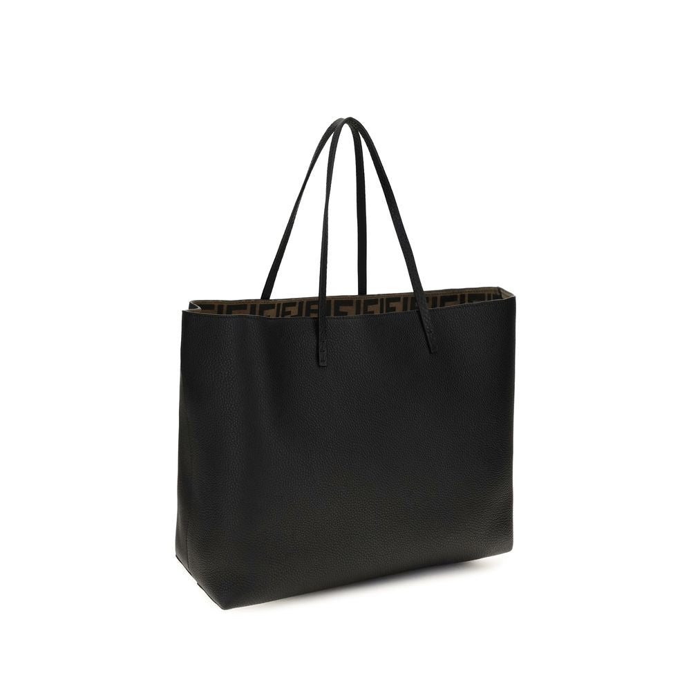 Fendi Roll Medium - Black Cuoio Romano Leather