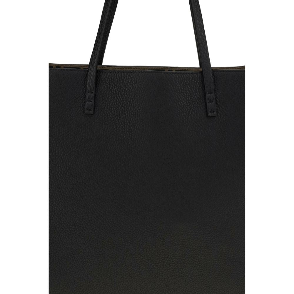 Fendi Roll Medium - Black Cuoio Romano Leather