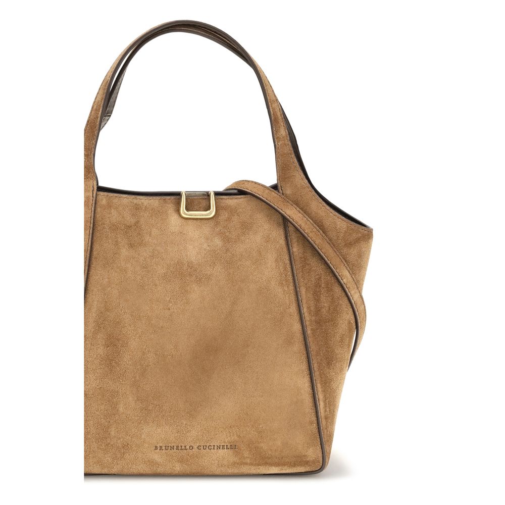 Brunello Cucinelli Sartorial Small Bucket Bag - Caramel Suede