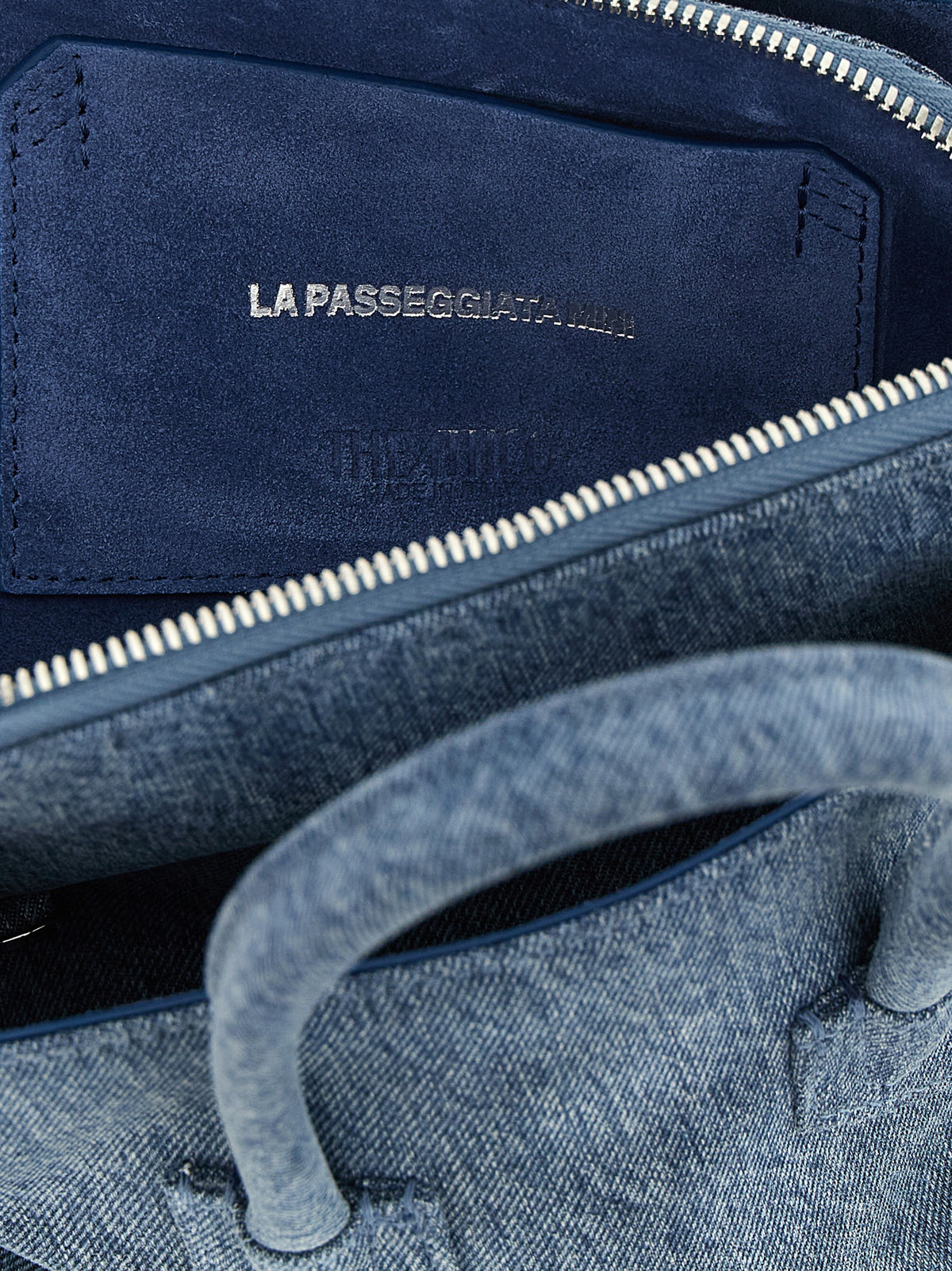 The Attico La Passeggiata Mini Top Handle - Washed Denim
