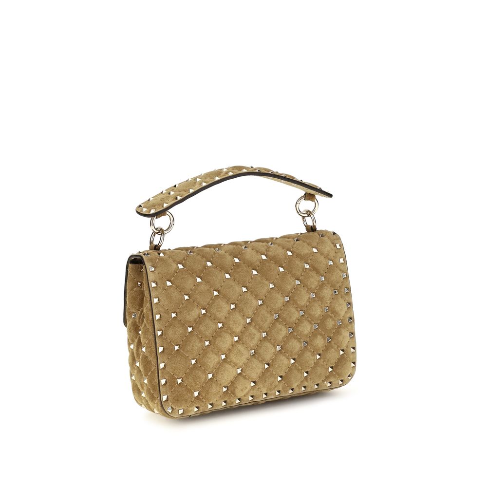 Valentino Garavani Rockstud Spike Medium Bag - Havana Beige Suede