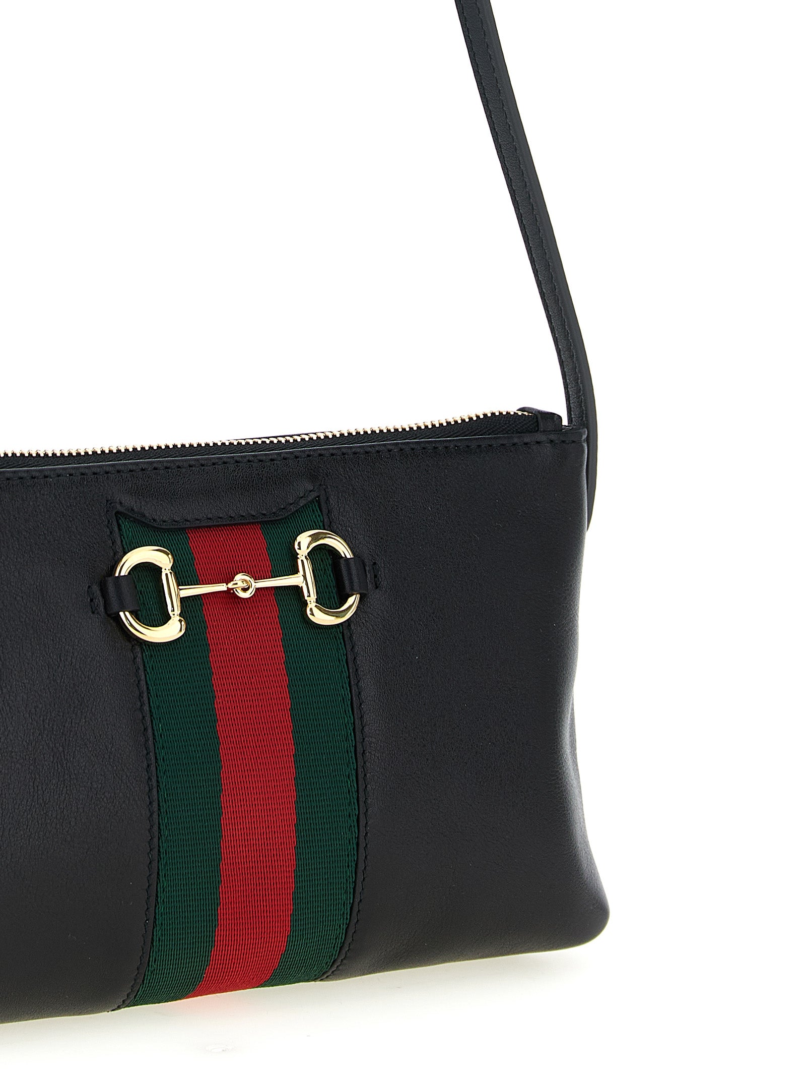 Gucci Horsebit Web Small Shoulder Bag - Black
