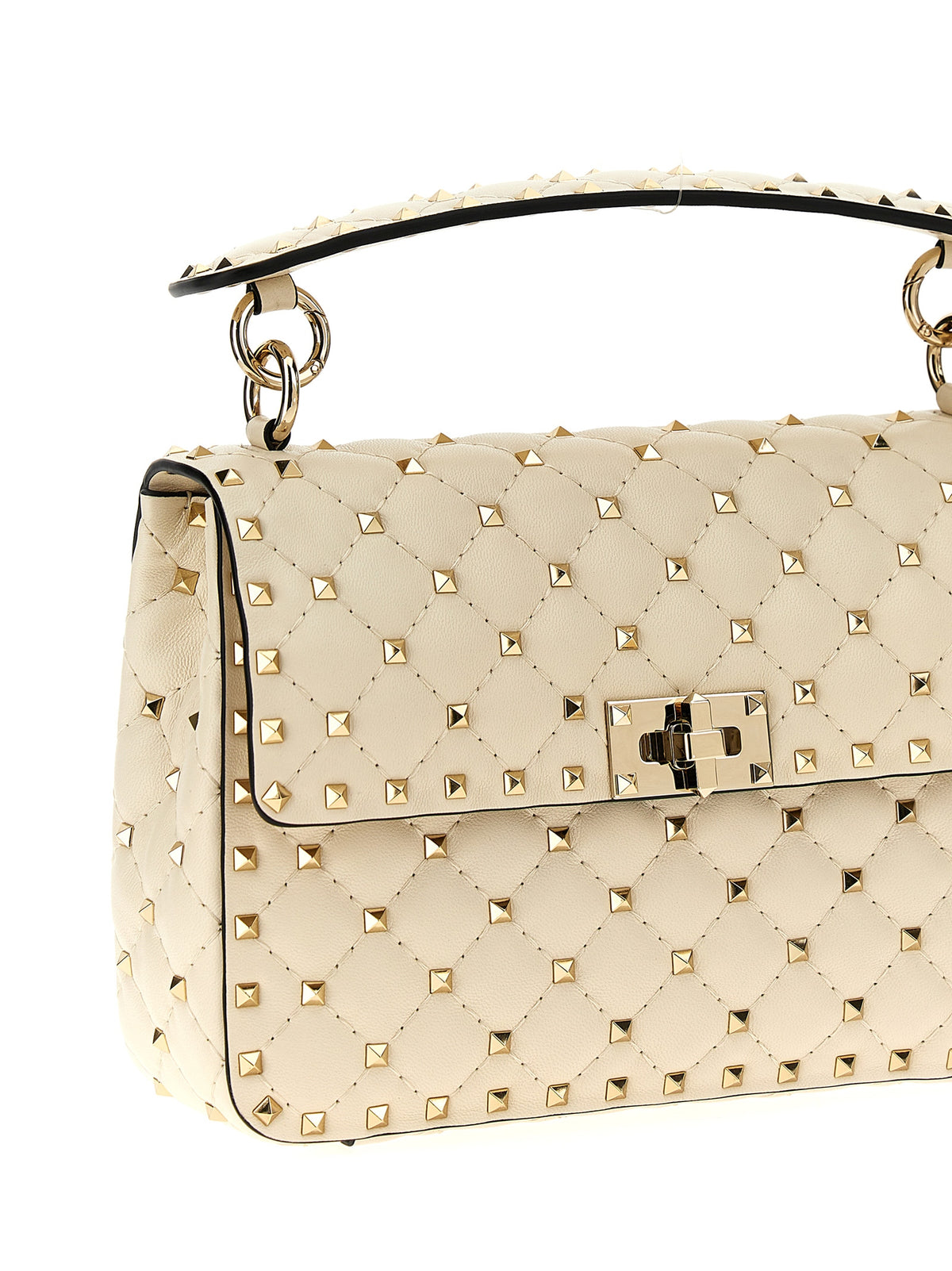 Valentino Garavani Rockstud Spike Medium Bag - Light Ivory Nappa Leather