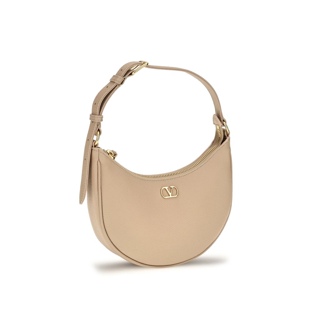 Valentino Garavani VLogo Signature Mini Hobo Bag - Beige Pink Grainy Calfskin