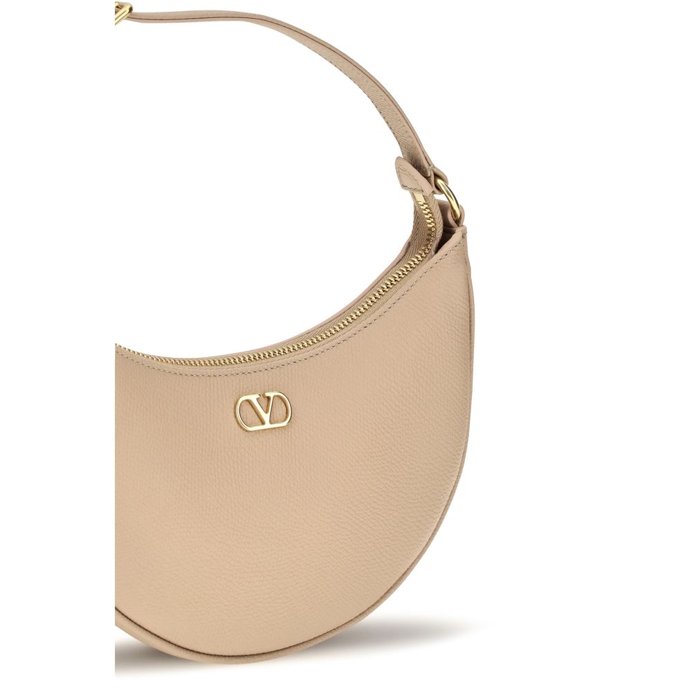 Valentino Garavani VLogo Signature Mini Hobo Bag - Beige Pink Grainy Calfskin