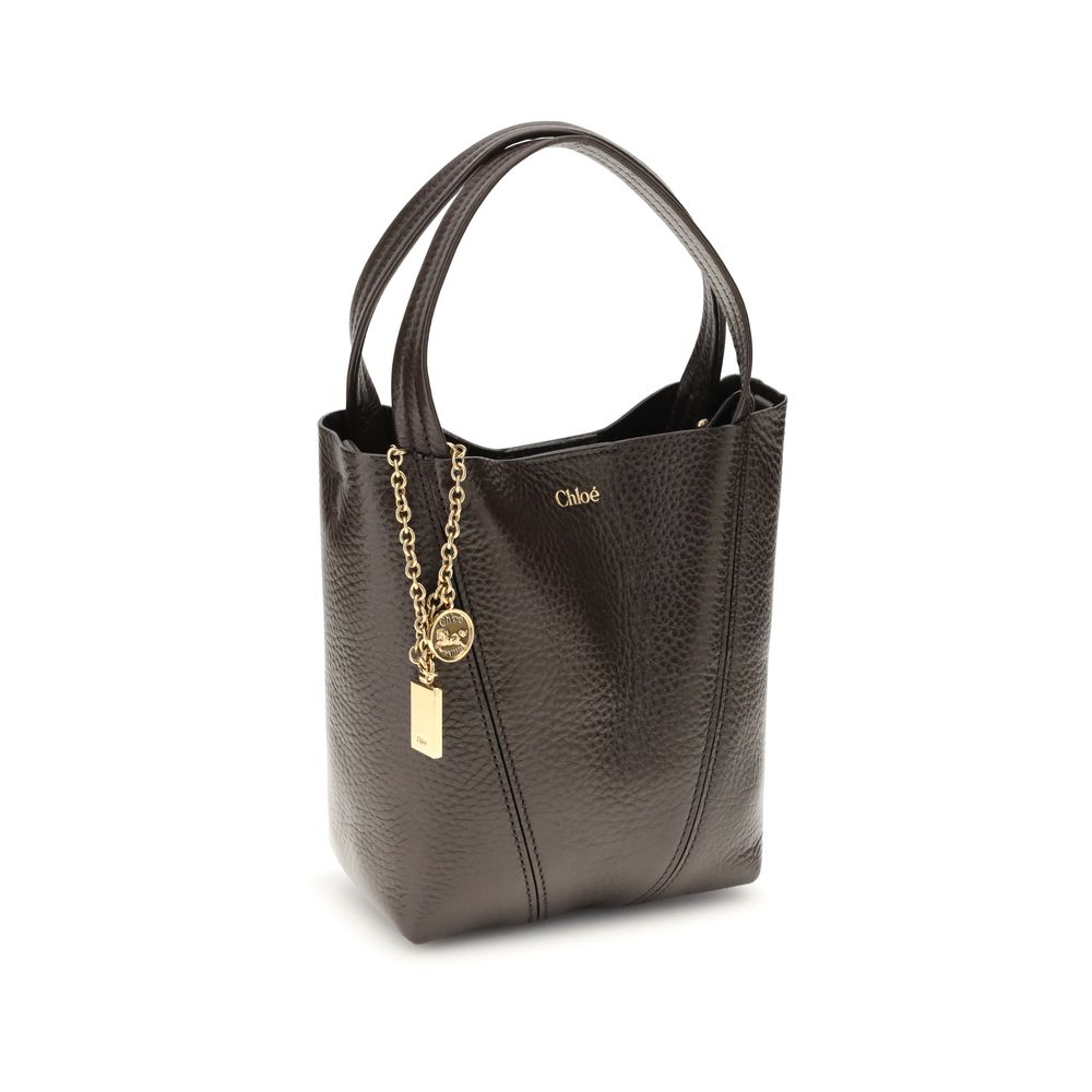 Chloé Spin Tote Bag Small - Kohl Brown Grained Leather