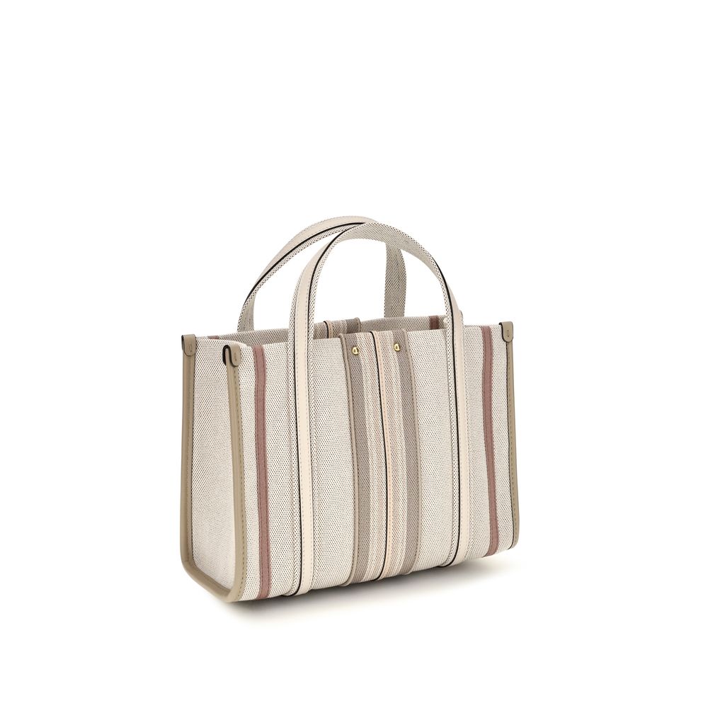 Chloé Woody Loop Small Tote Bag in Canvas - Nude