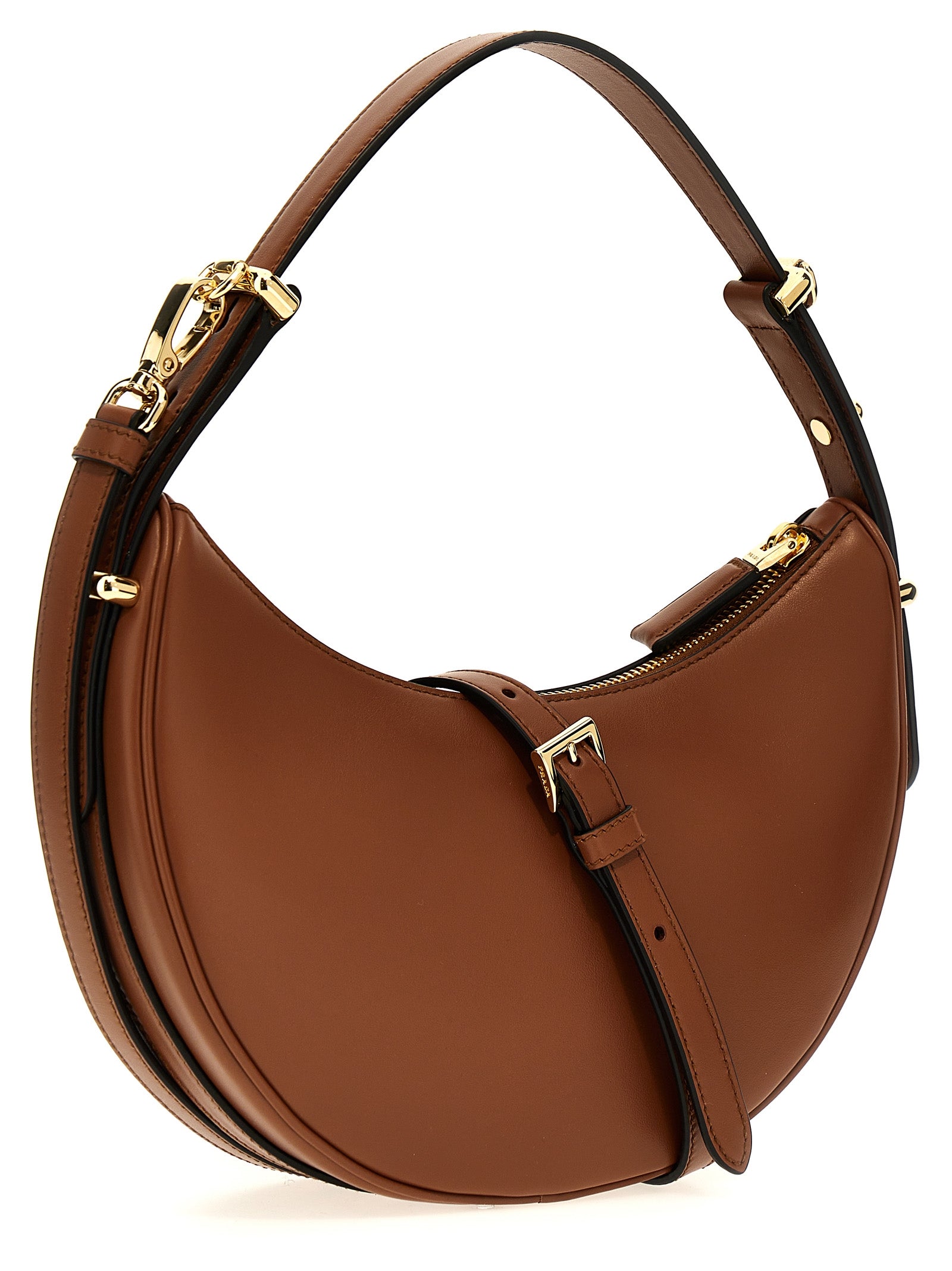 Prada Arqué Small Shoulder Bag - Cognac Leather