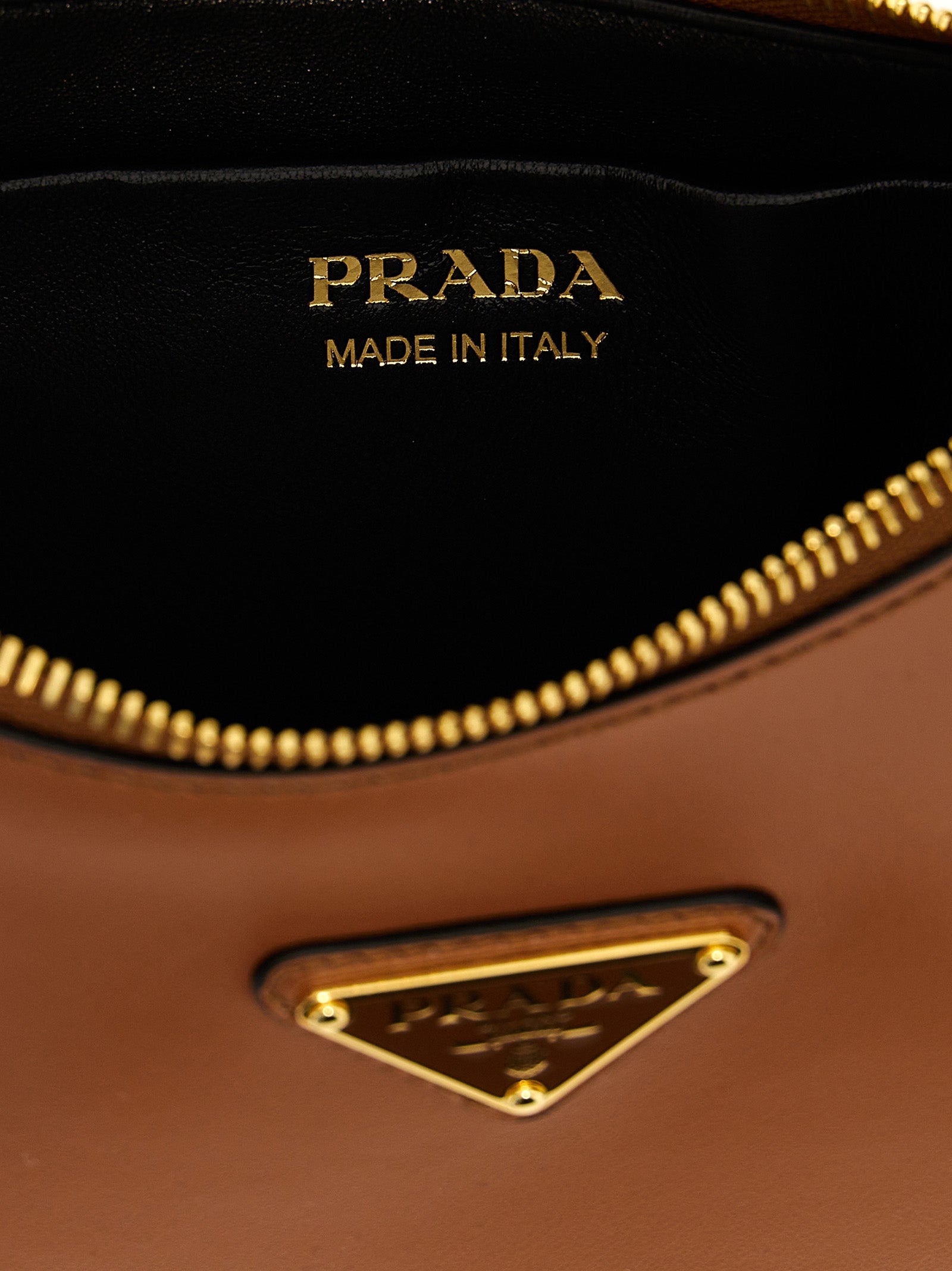 Prada Arqué Small Shoulder Bag - Cognac Leather