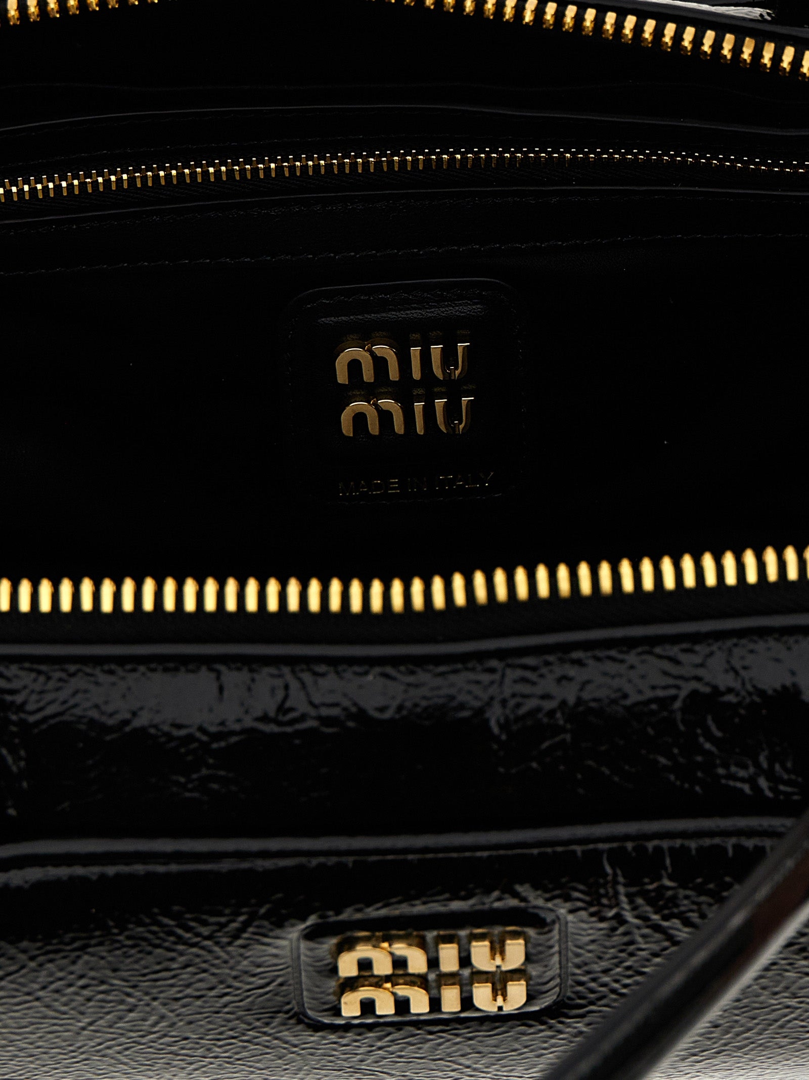 Miu Miu Naplak Patent Leather Bag - Black