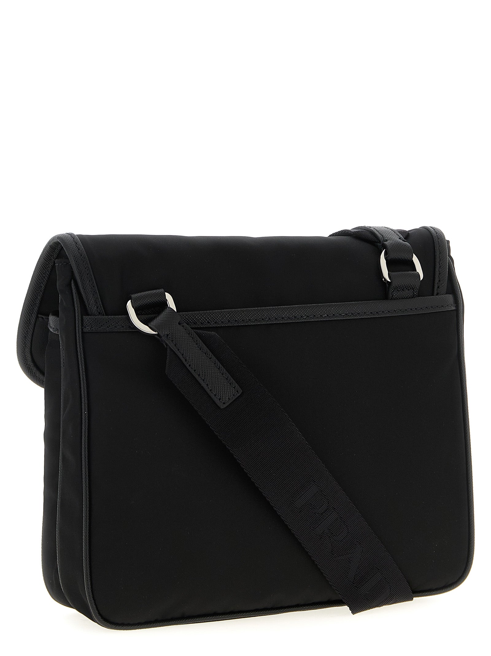 Prada Re-Nylon and Saffiano Leather Shoulder Bag - Black