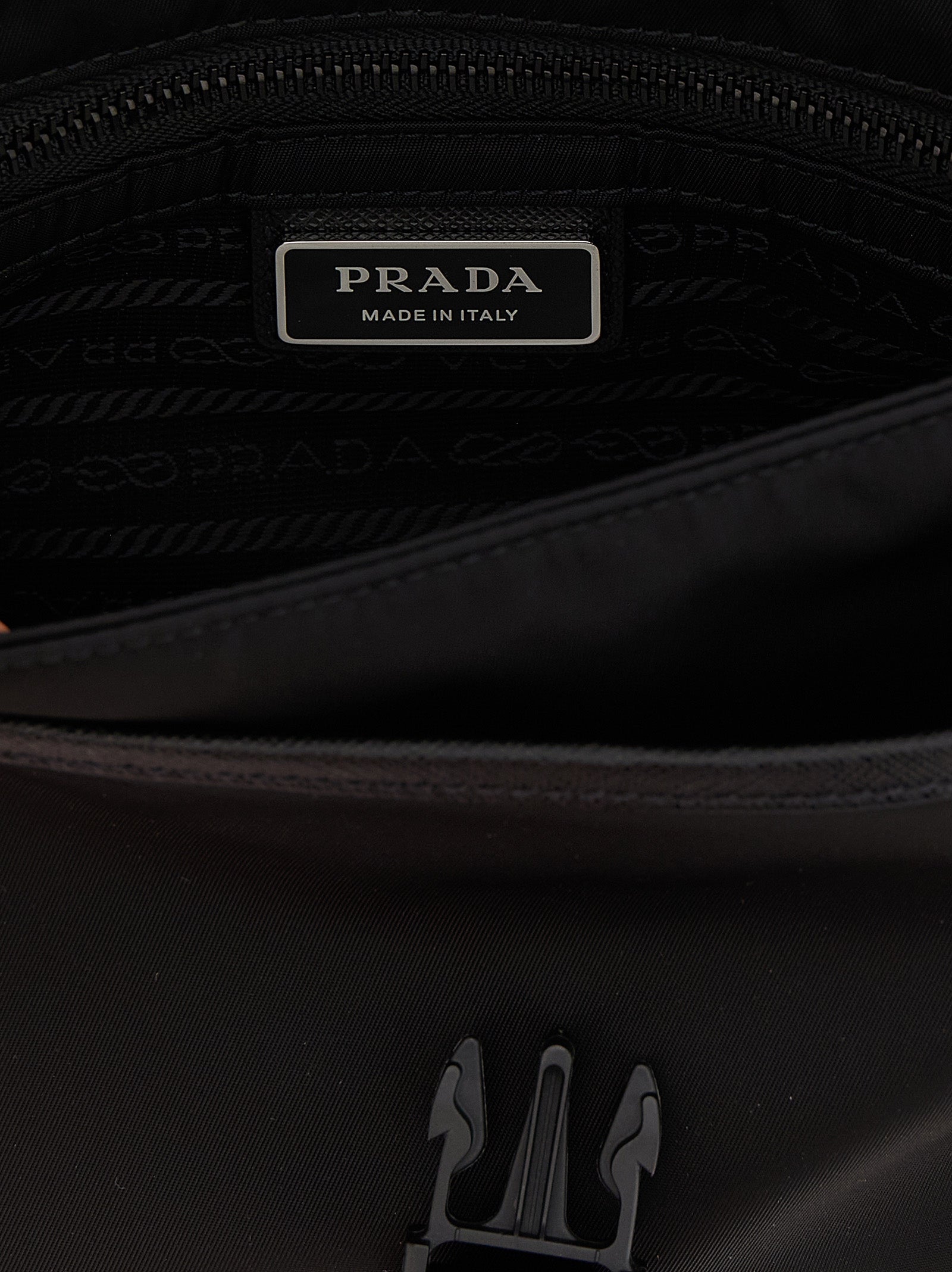 Prada Re-Nylon and Saffiano Leather Shoulder Bag - Black