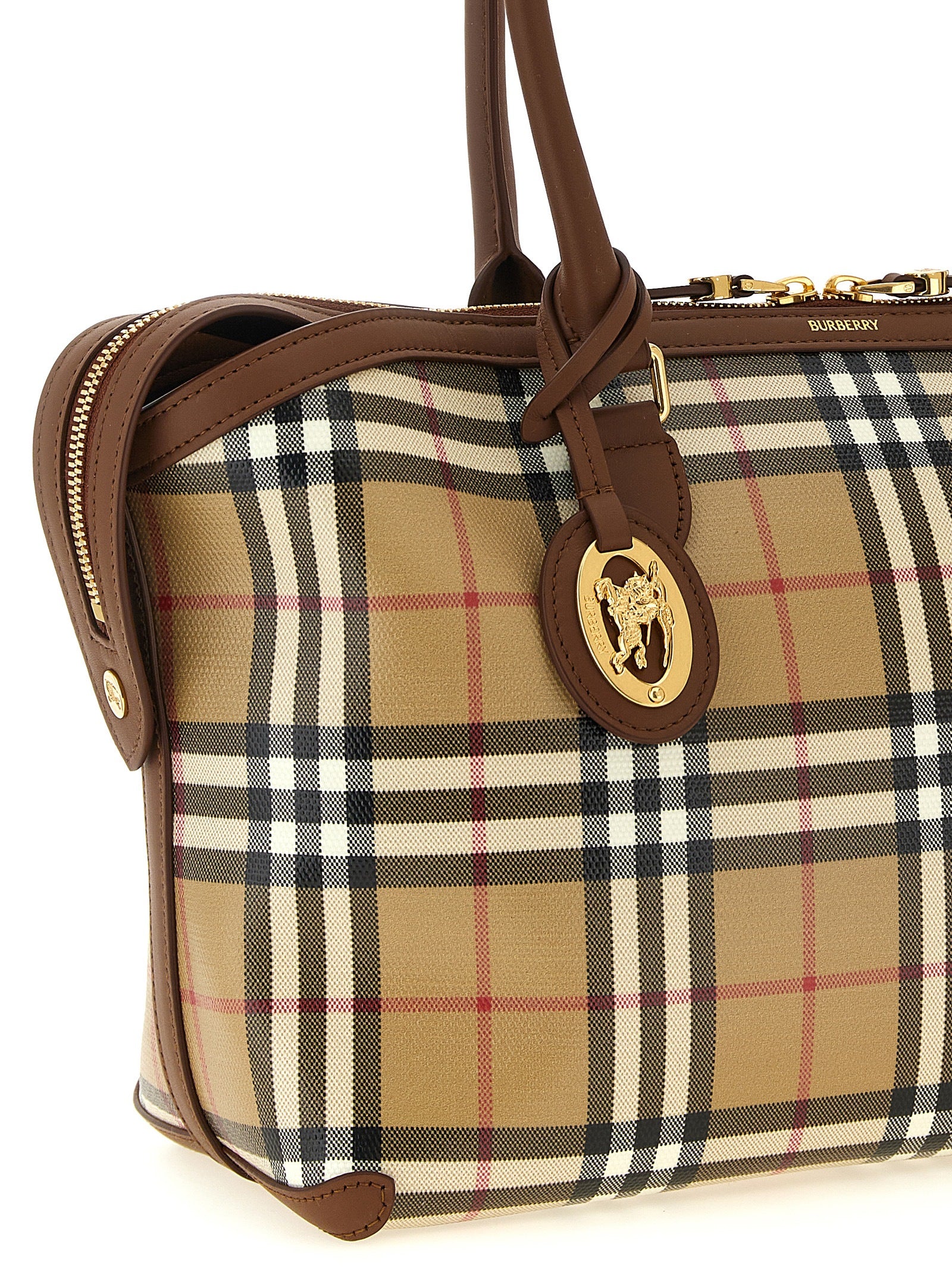 Burberry Small Check Zip Tote - Archive Beige