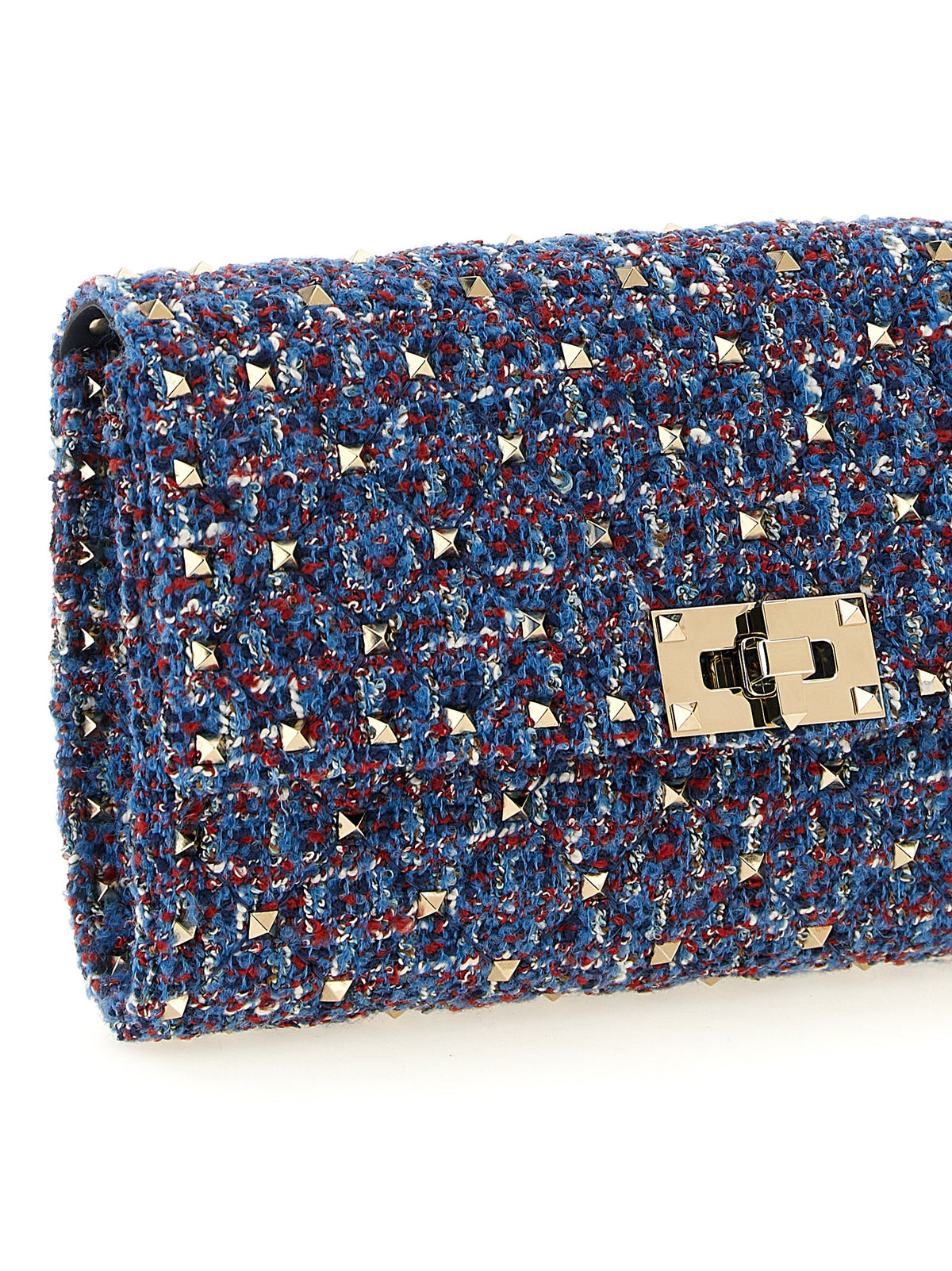 Valentino Garavani Rockstud Spike Crossbody Clutch Bag - Blue Tweed