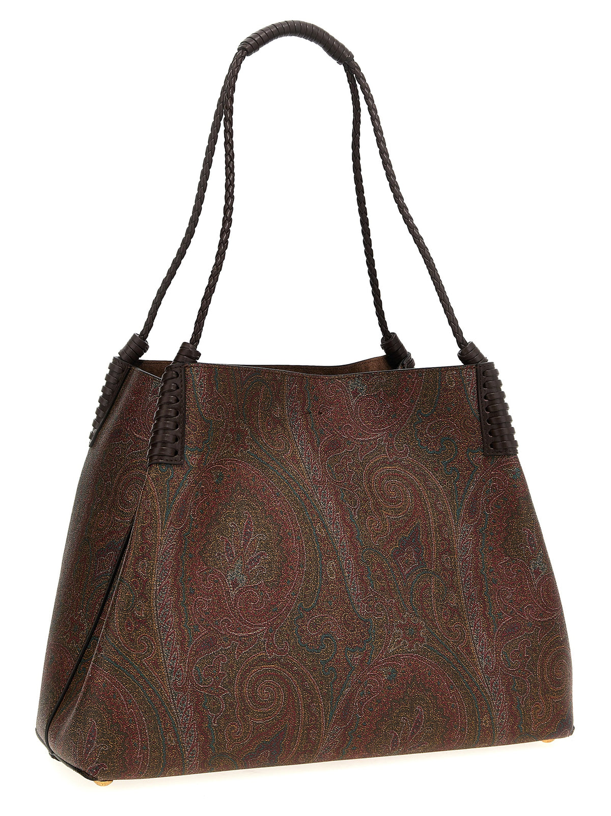 Etro Arnica Libra Large Tote Bag - Brown Paisley Jacquard Fabric