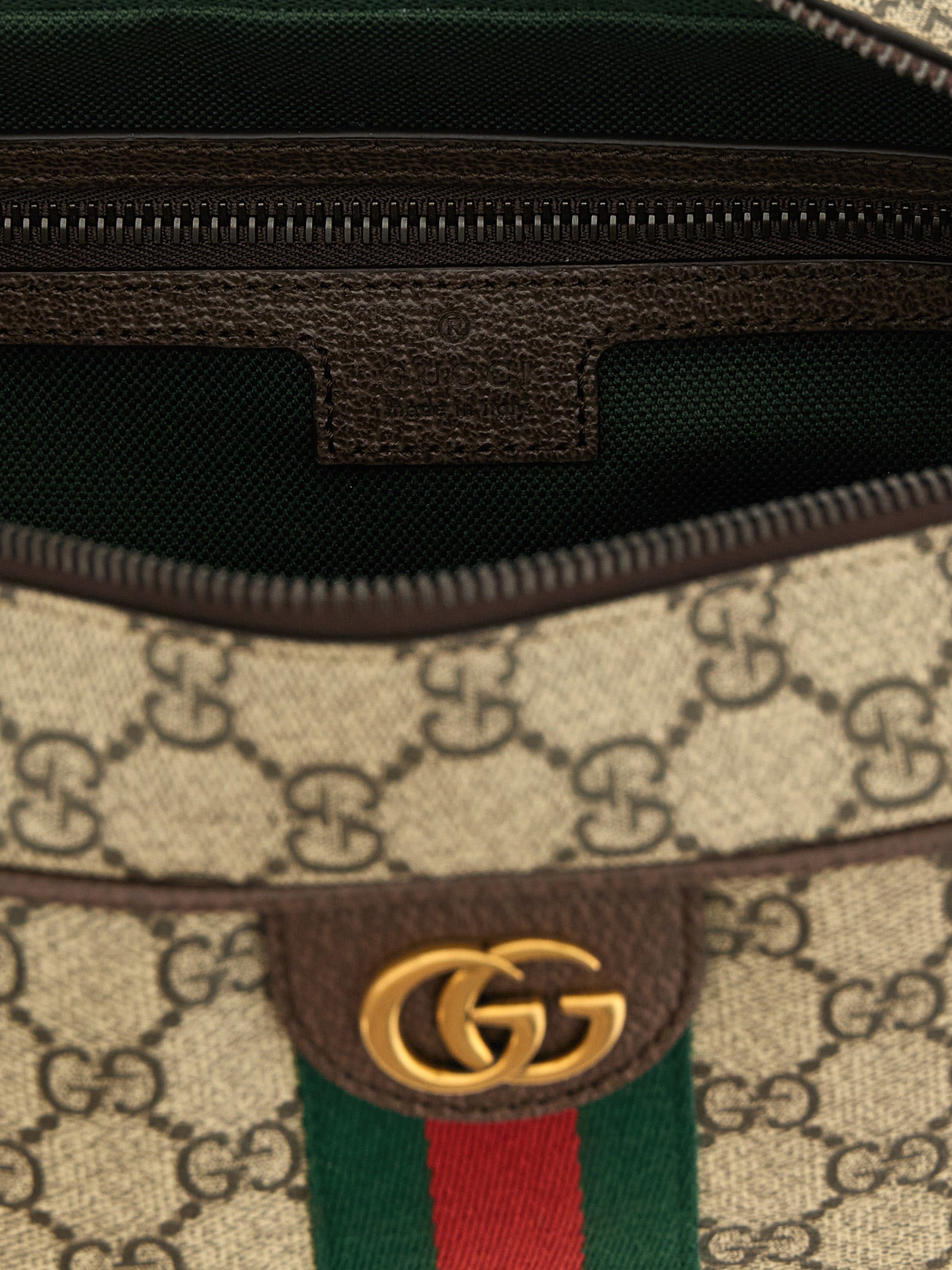 Gucci Ophidia Medium Crossbody Bag - Beige and Dark Brown GG Monogram Coated Fabric