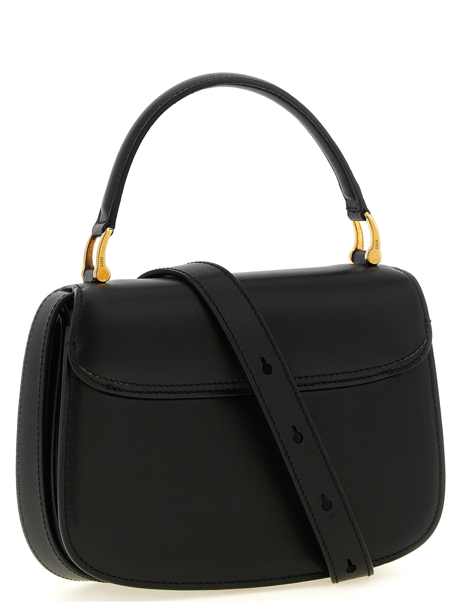 Ami Paris Paris Top Handle Bag - Black Grained Leather