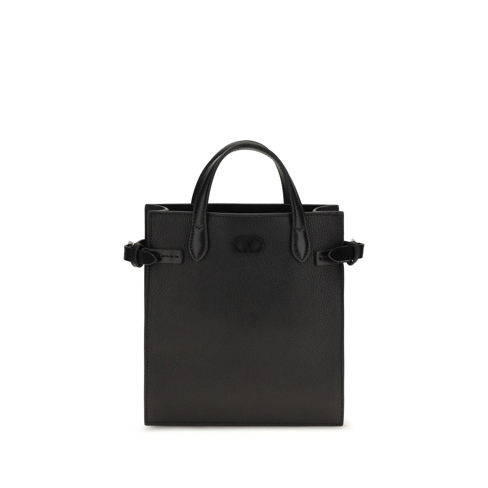 Valentino Garavani Antibes Small Shopping Bag - Black Grained Leather