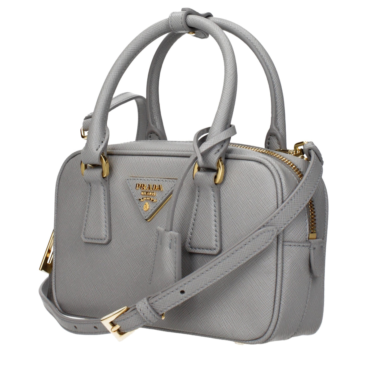 Prada Bauletto Small Handbag - Grey