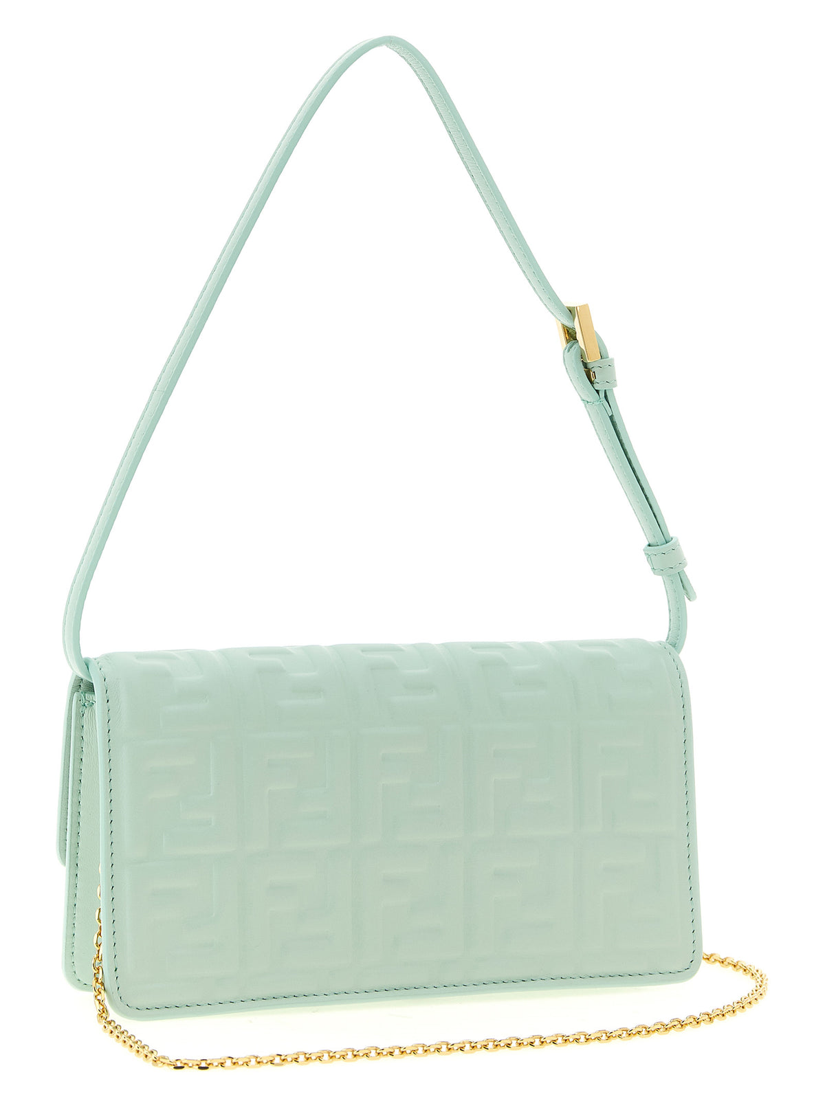 Fendi Tube Wallet on Chain - Light Green Nappa Leather FF Motif